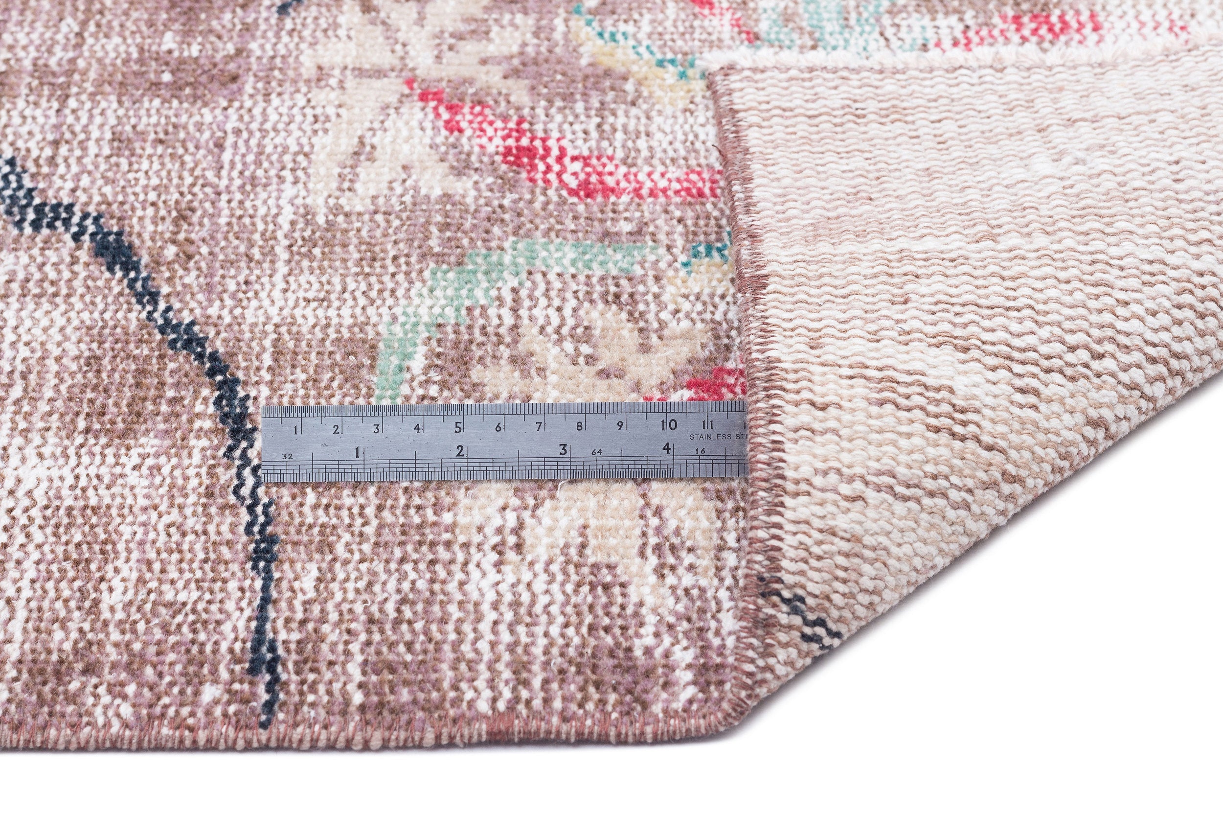 Atina Beige Vintage Wool Handmade Area Rug 5'10" x 8'9"