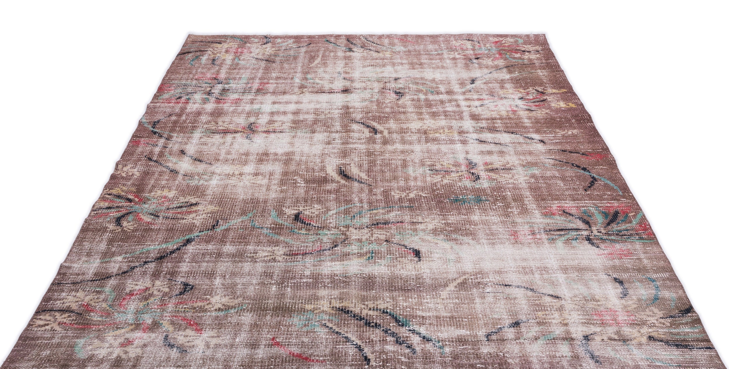 Atina Beige Vintage Wool Handmade Area Rug 5'10" x 8'9"