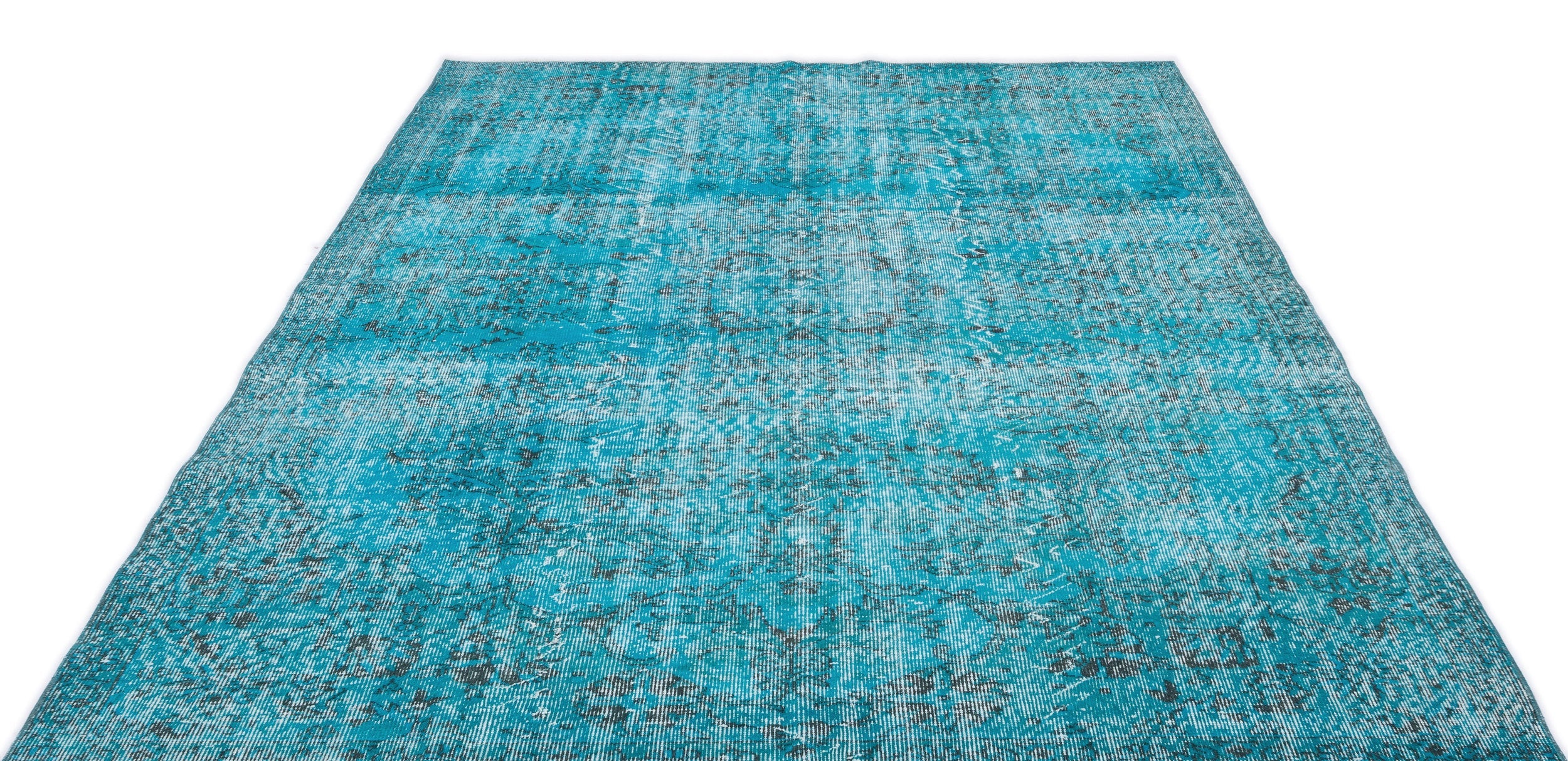 Atina Turquoise Vintage Wool Handmade Area Rug 6'4" x 9'3"