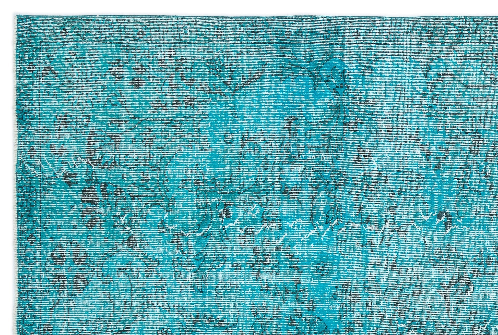 Atina Turquoise Vintage Wool Handmade Area Rug 6'4" x 9'3"