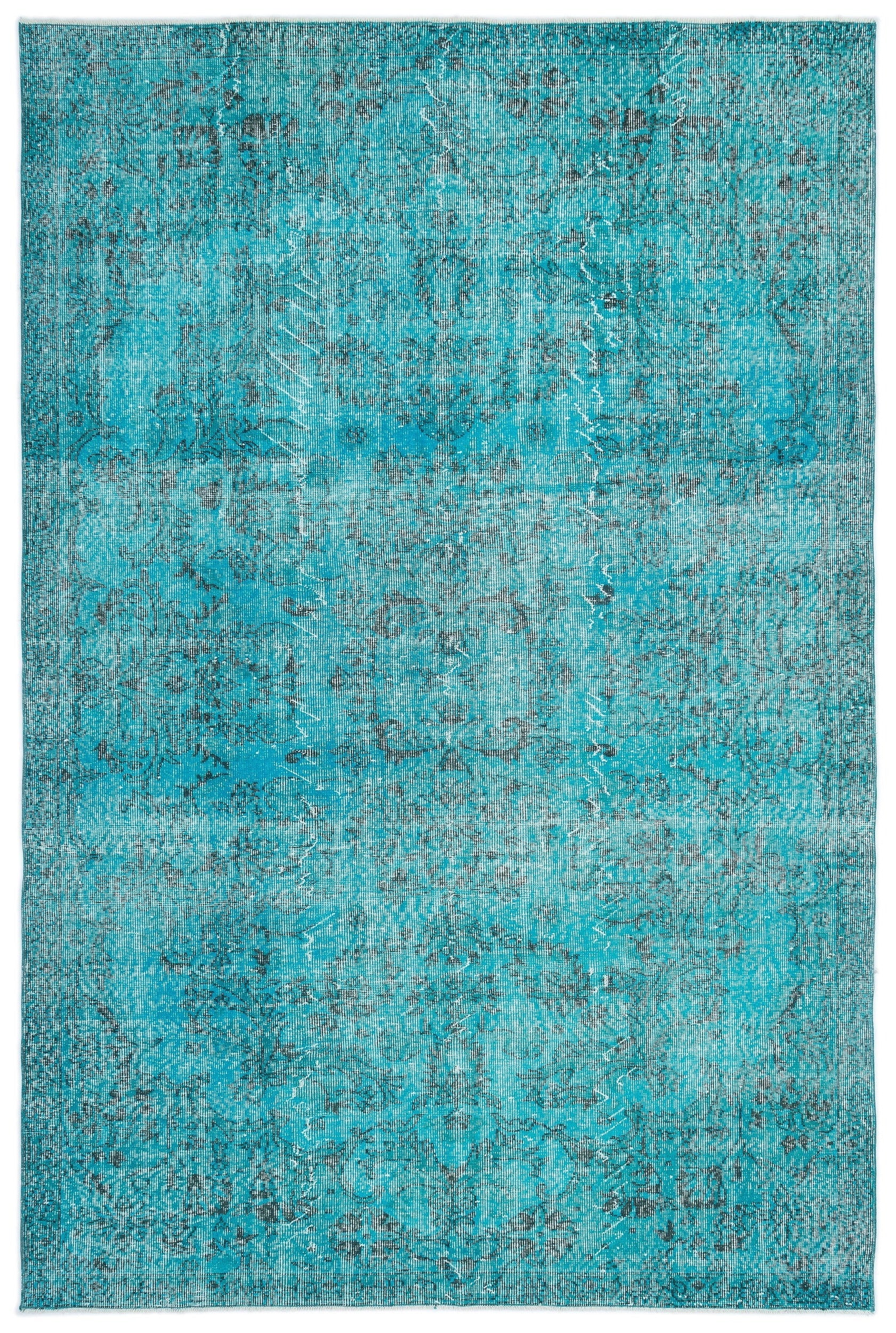 Atina Turquoise Vintage Wool Handmade Area Rug 6'4" x 9'3"