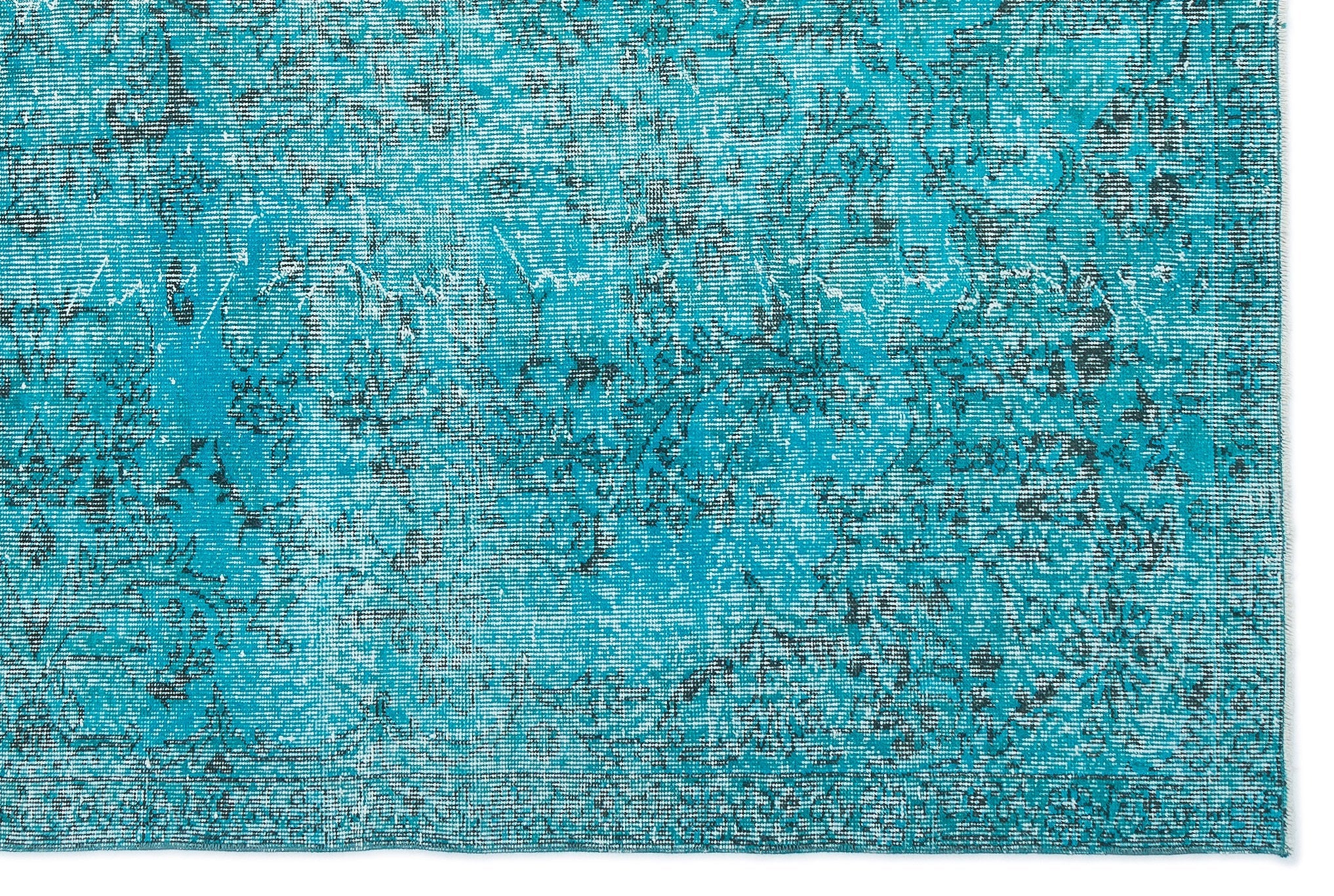 Atina Turquoise Vintage Wool Handmade Area Rug 6'4" x 9'3"