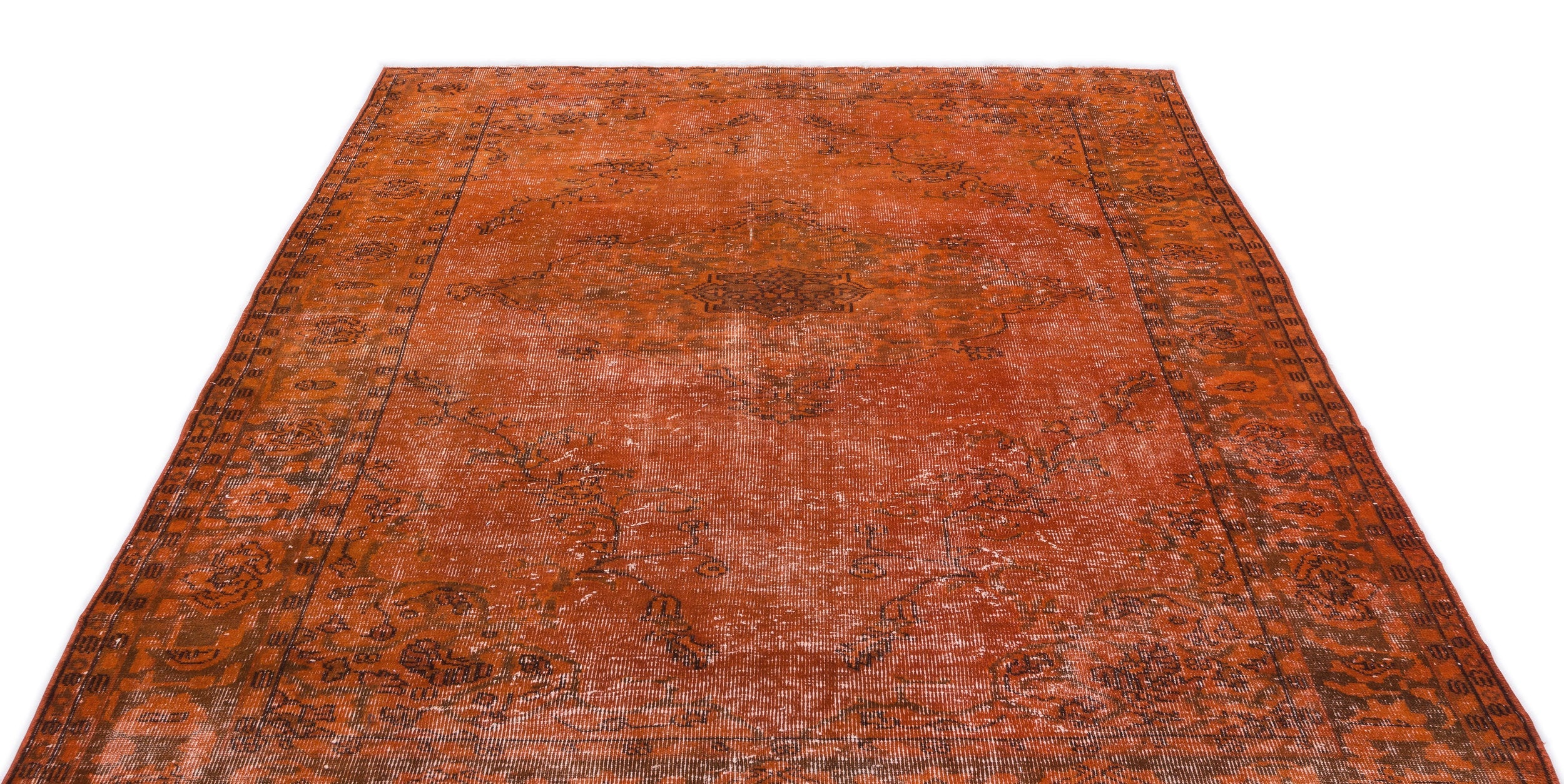 Atina Orange Vintage Wool Handmade Area Rug 5'11" x 8'11"