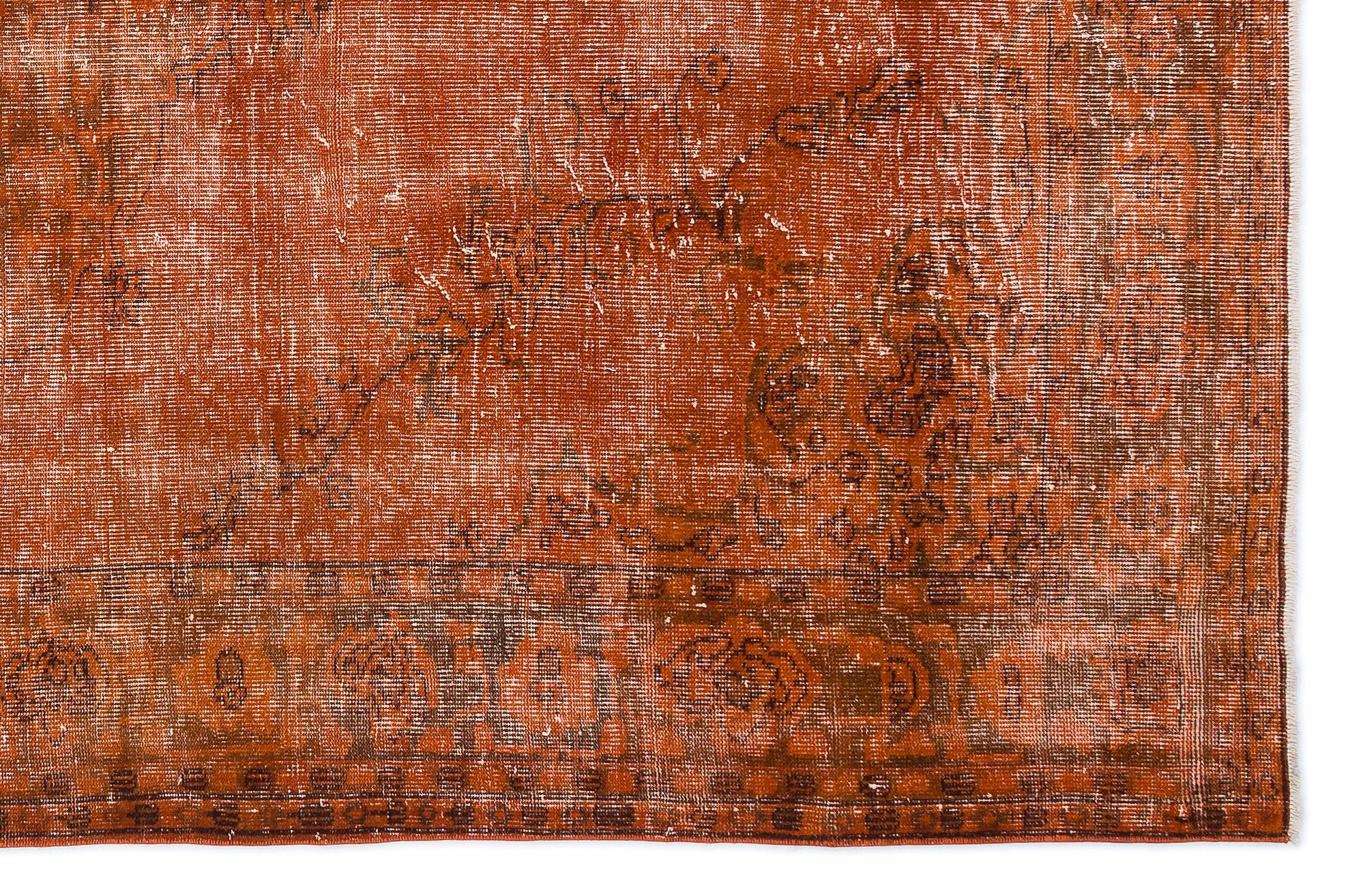 Atina Orange Vintage Wool Handmade Area Rug 5'11" x 8'11"
