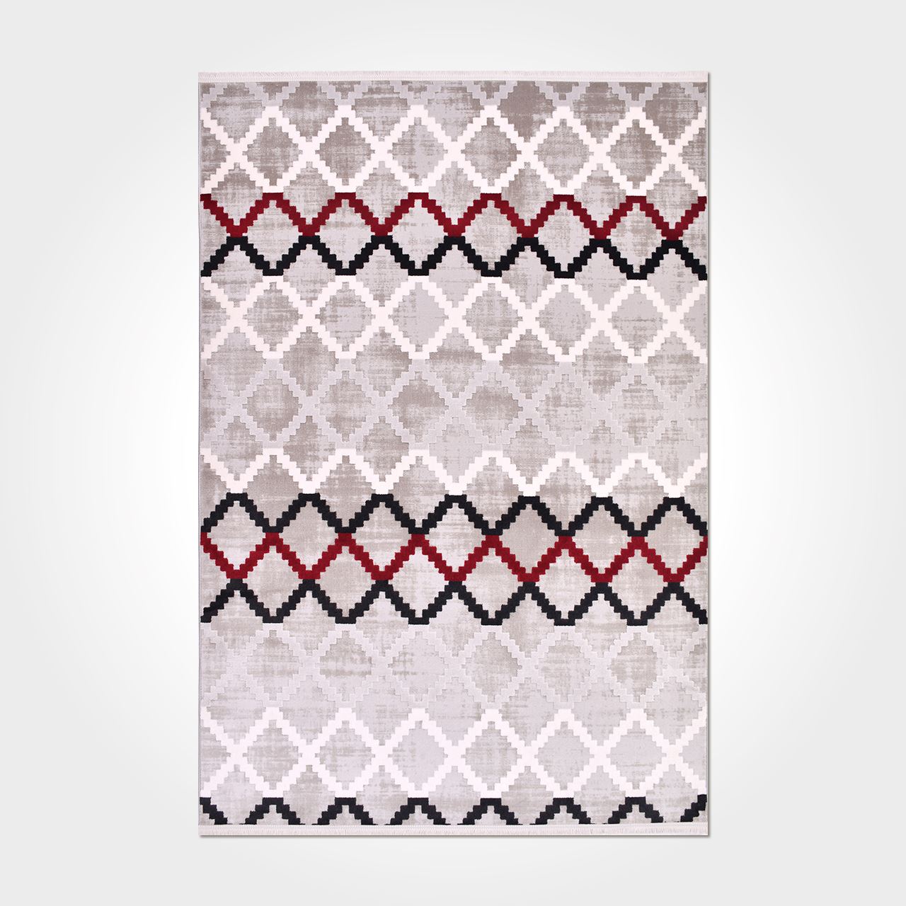 Grey Geometric Area Rug - Machine Made Rug with Acrylic Yarn & Soft Pile