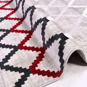Grey Geometric Area Rug - Machine Made Rug with Acrylic Yarn & Soft Pile
