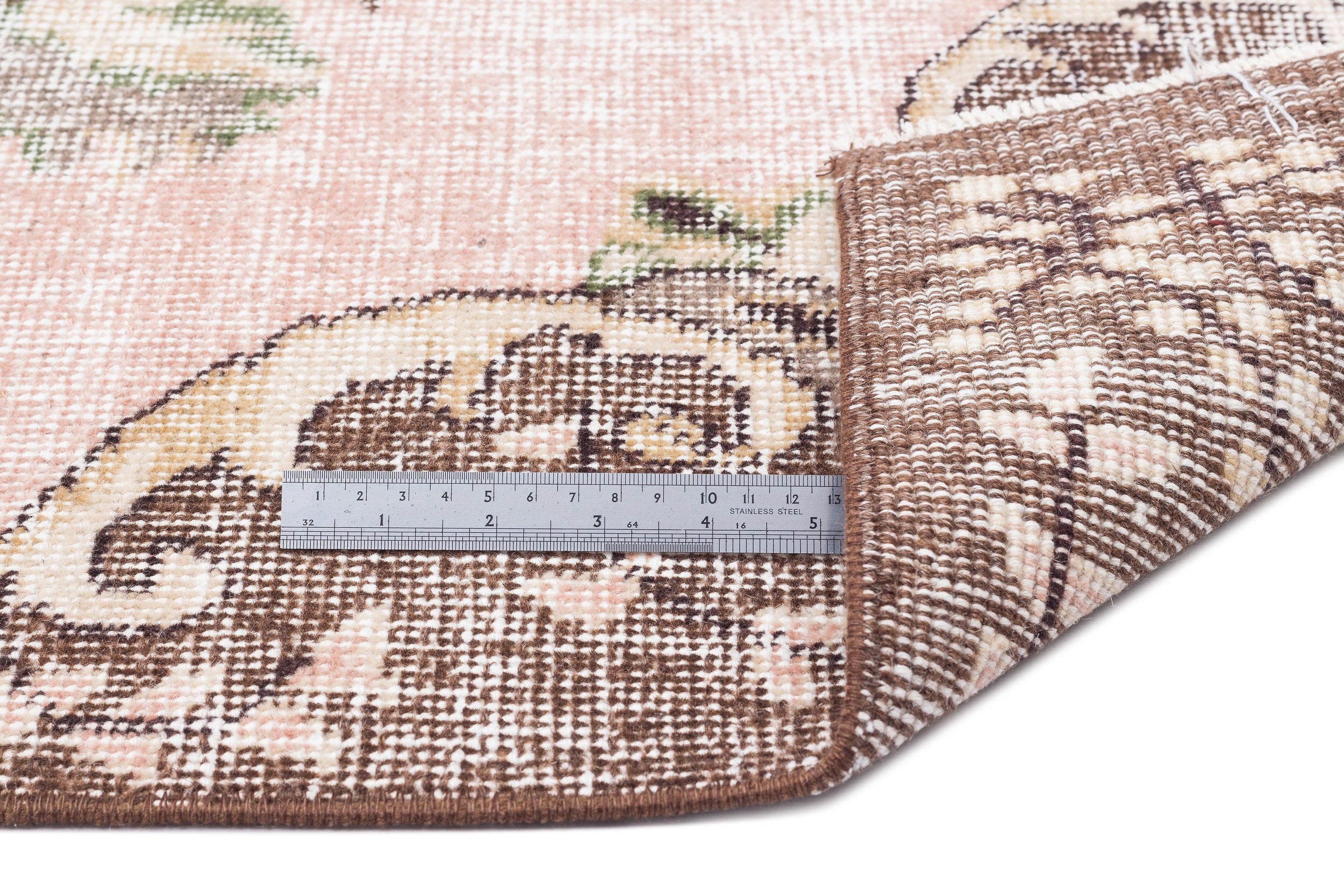 Atina Cream Vintage Wool Handmade Area Rug 5'3" x 9'1"