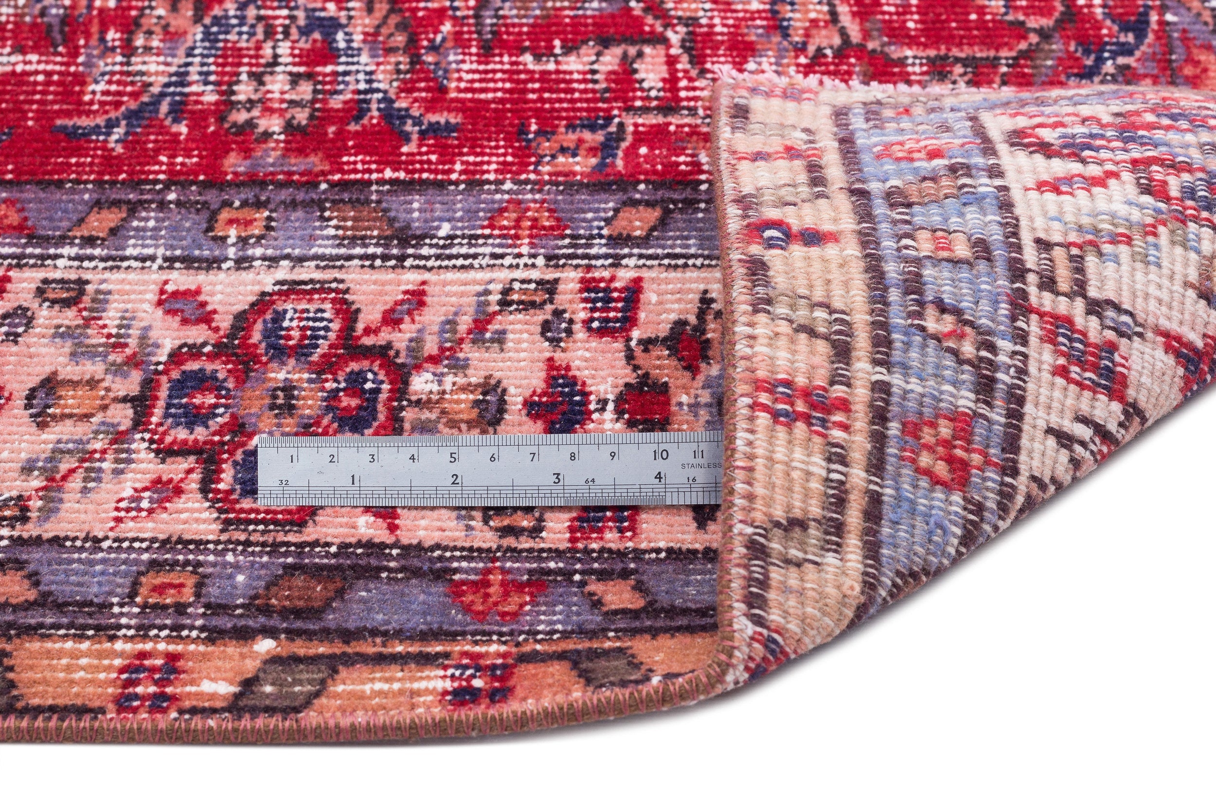Atina Red Vintage Wool Handmade Area Rug 4'8" x 11'7"