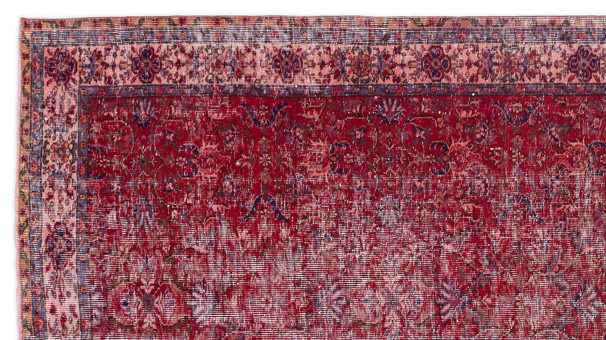 Atina Red Vintage Wool Handmade Area Rug 4'8" x 11'7"