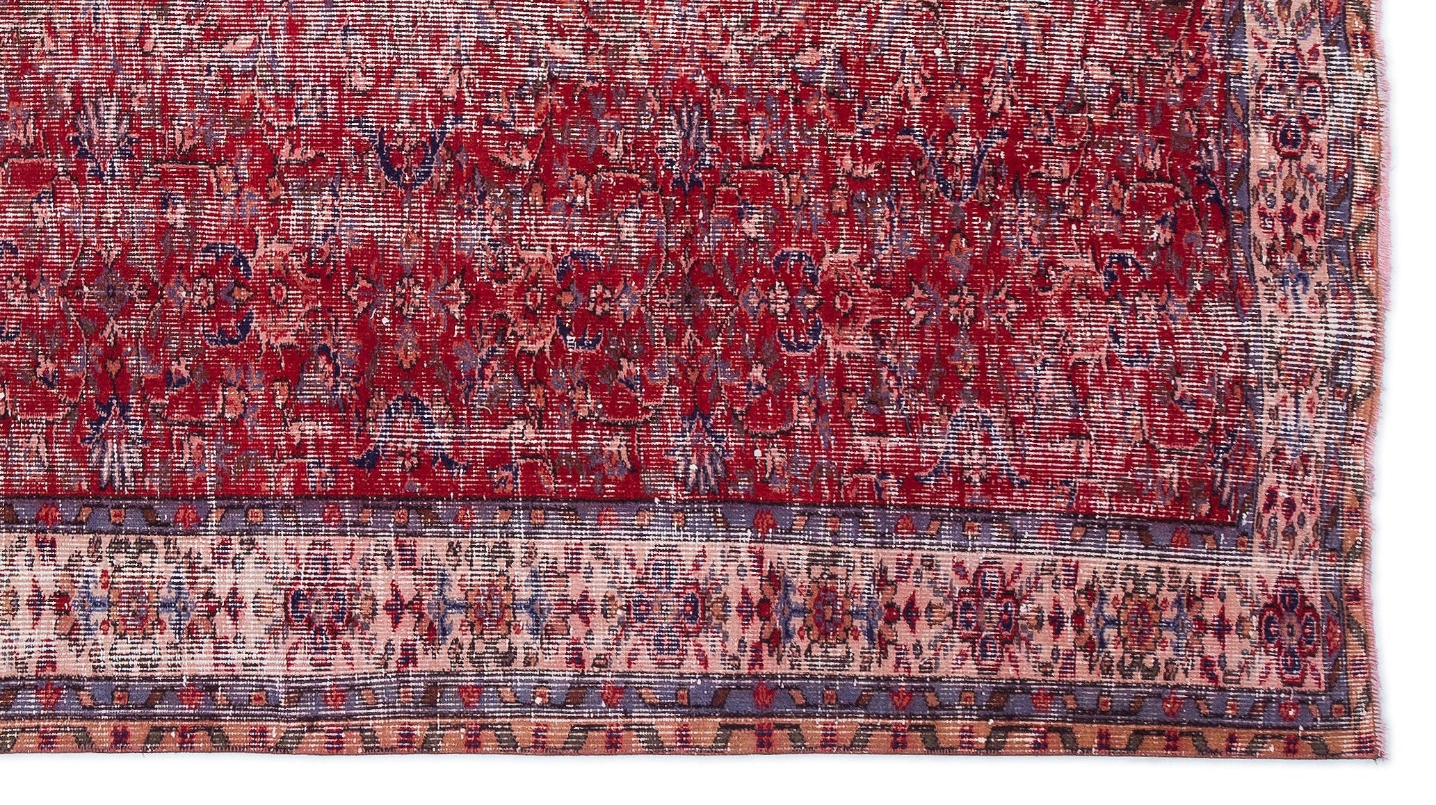 Atina Red Vintage Wool Handmade Area Rug 4'8" x 11'7"