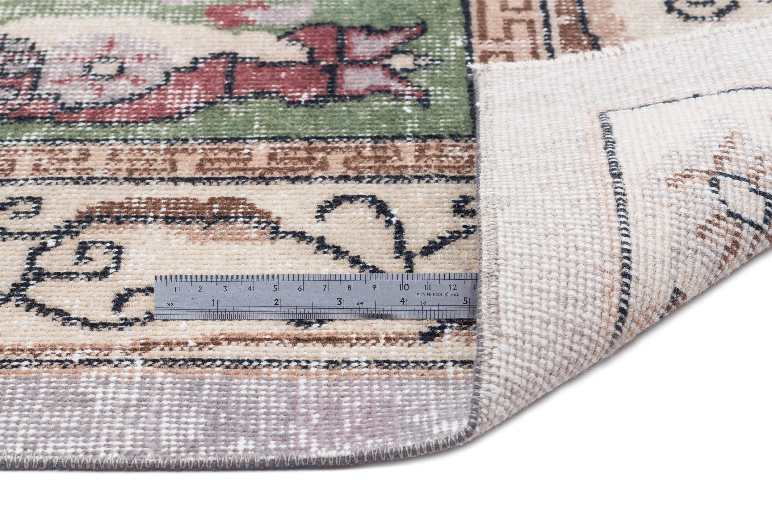 Atina Cream Vintage Wool Handmade Area Rug 5'7" x 10'0"