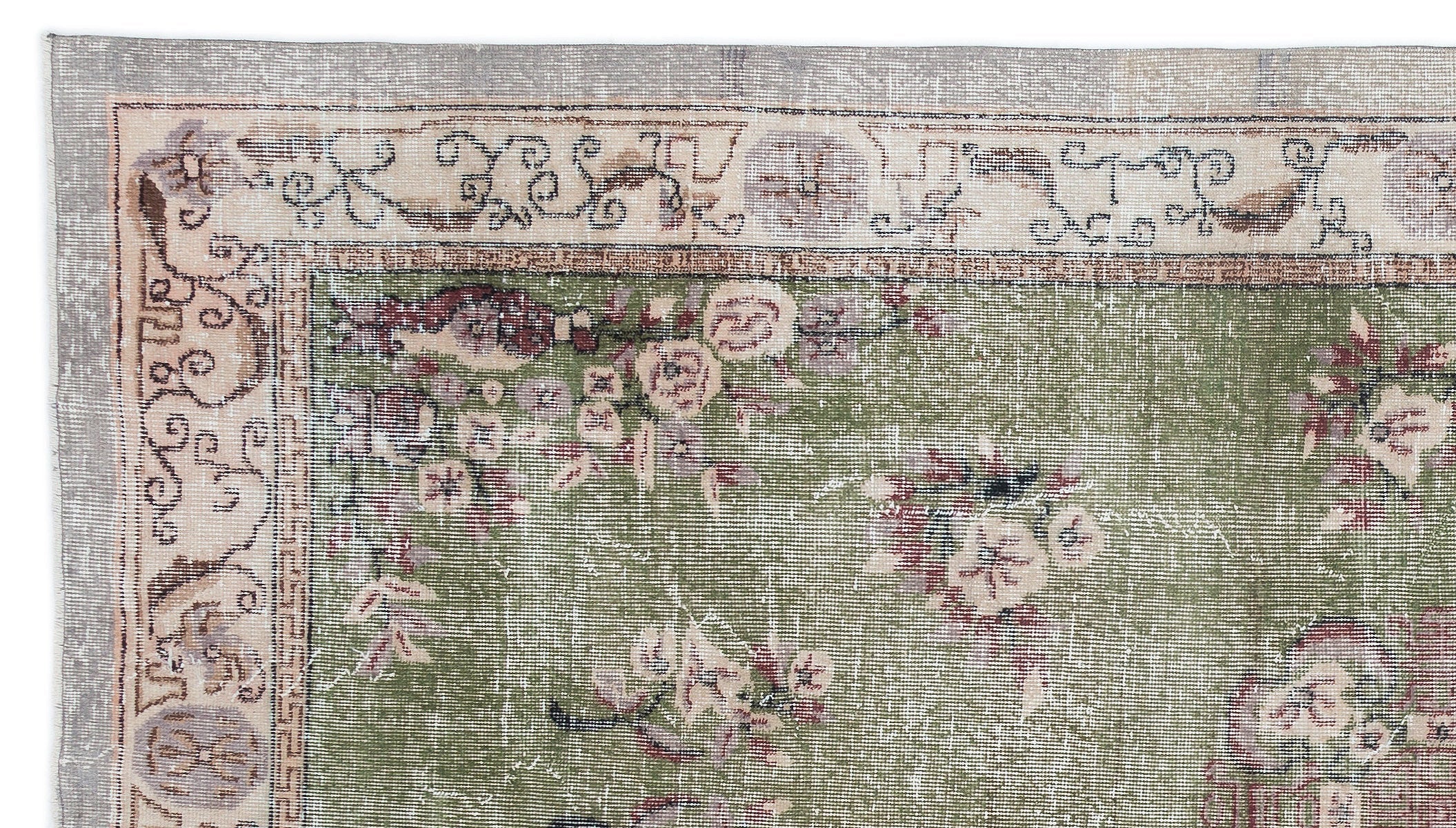 Atina Cream Vintage Wool Handmade Area Rug 5'7" x 10'0"
