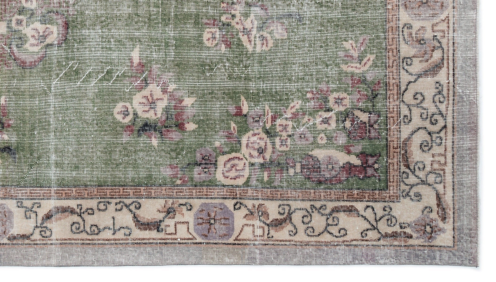 Atina Cream Vintage Wool Handmade Area Rug 5'7" x 10'0"