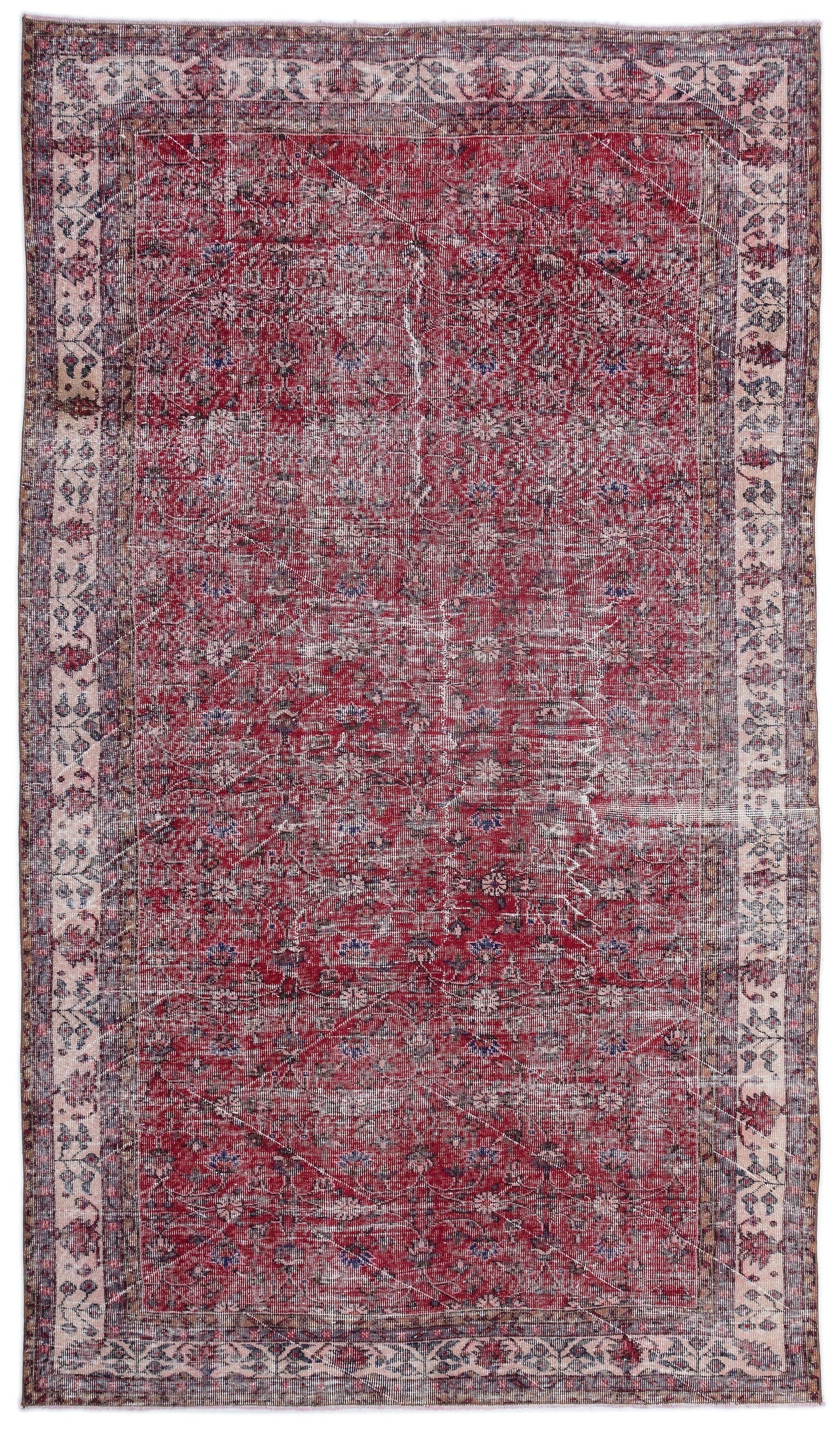 Atina Red Vintage Wool Handmade Area Rug 6'6" x 11'0"