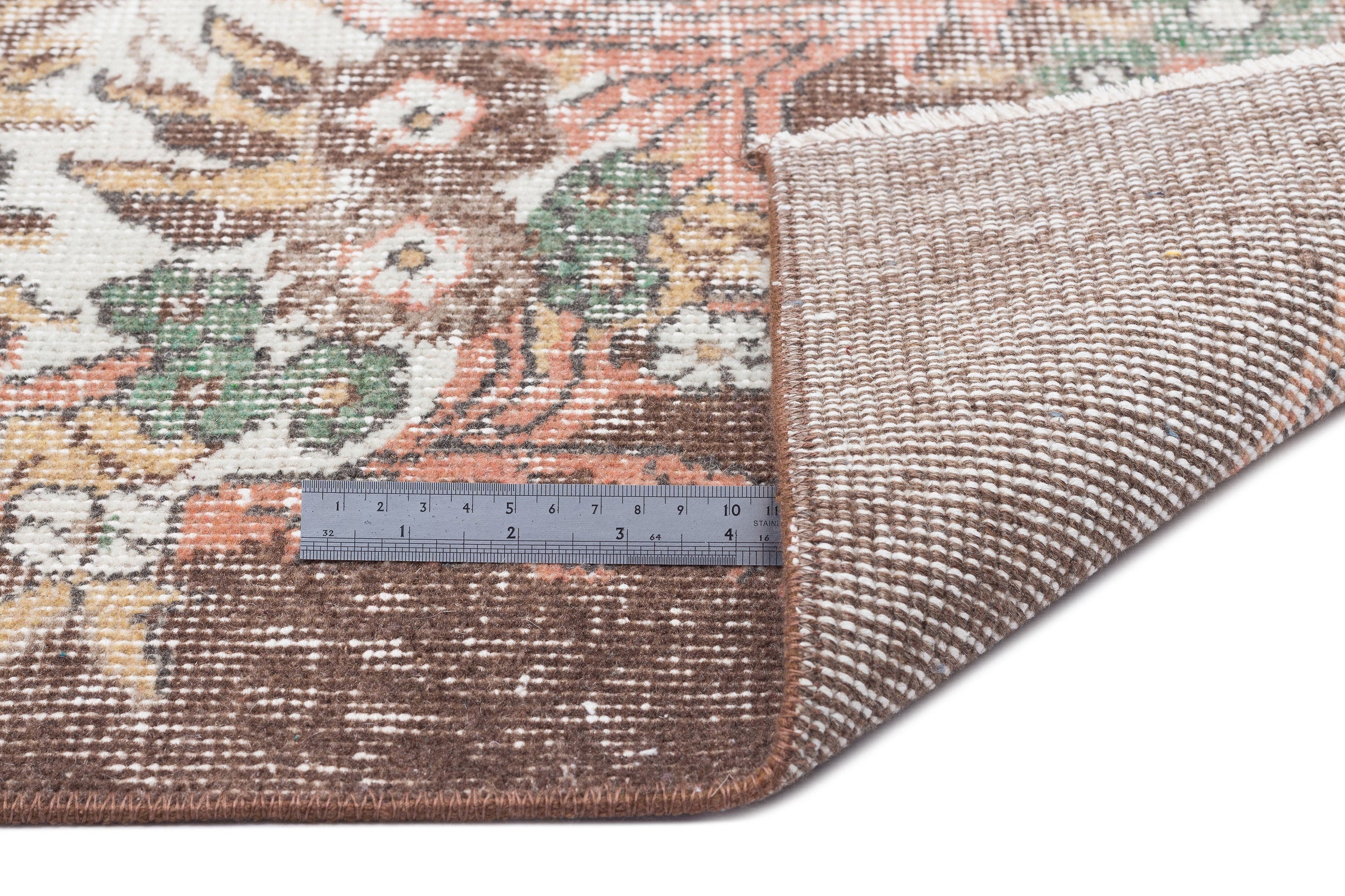 Atina Beige Vintage Wool Handmade Area Rug 5'10" x 9'6"