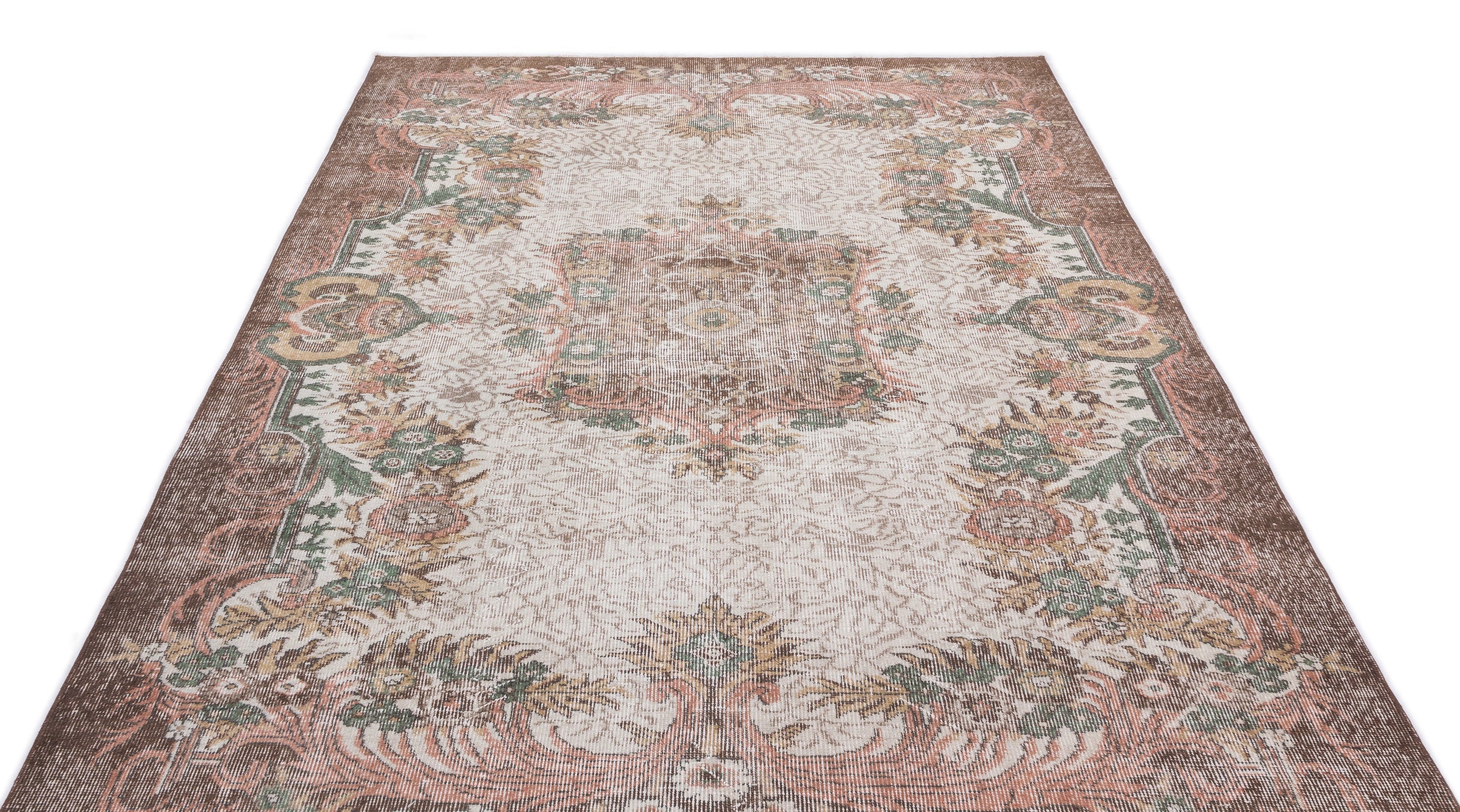Atina Beige Vintage Wool Handmade Area Rug 5'10" x 9'6"
