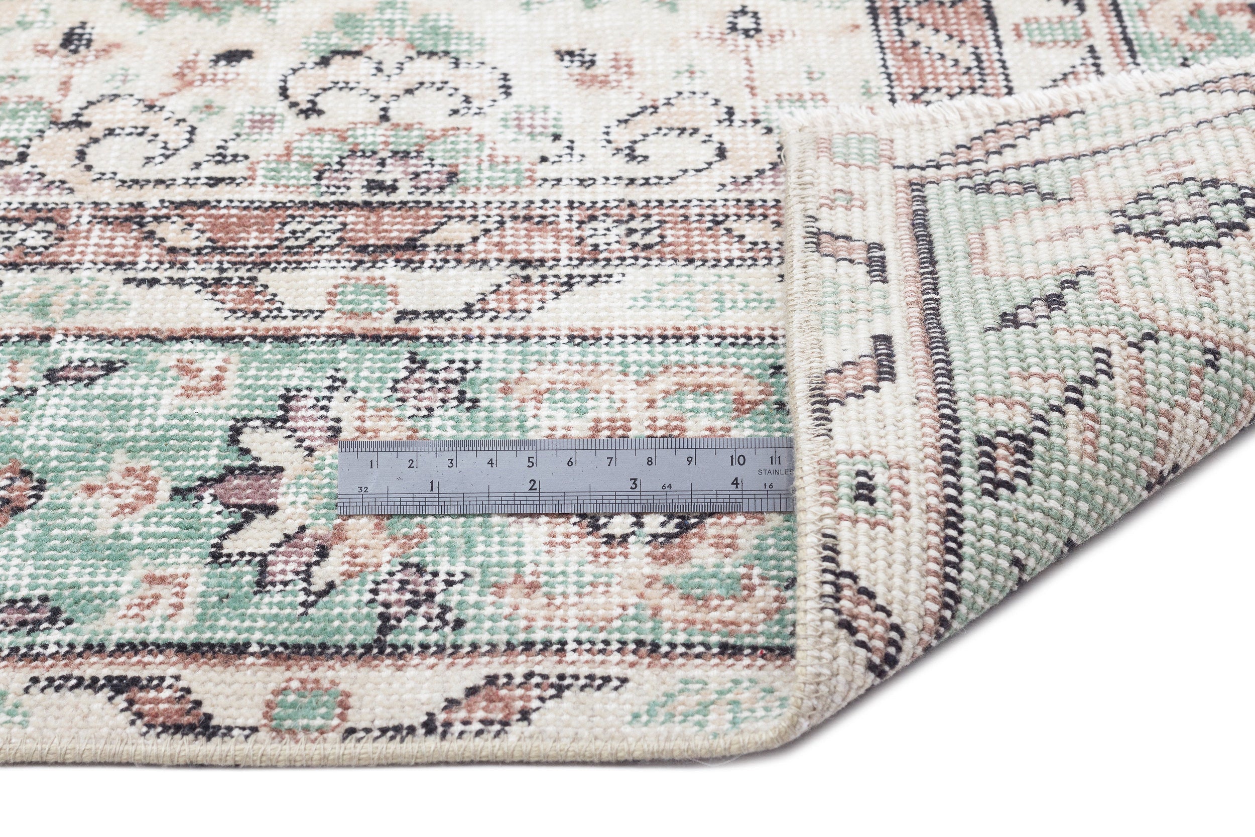 Atina 15790 Beige Vintage Wool Handmade Area Rug 5'6" x 8'9"
