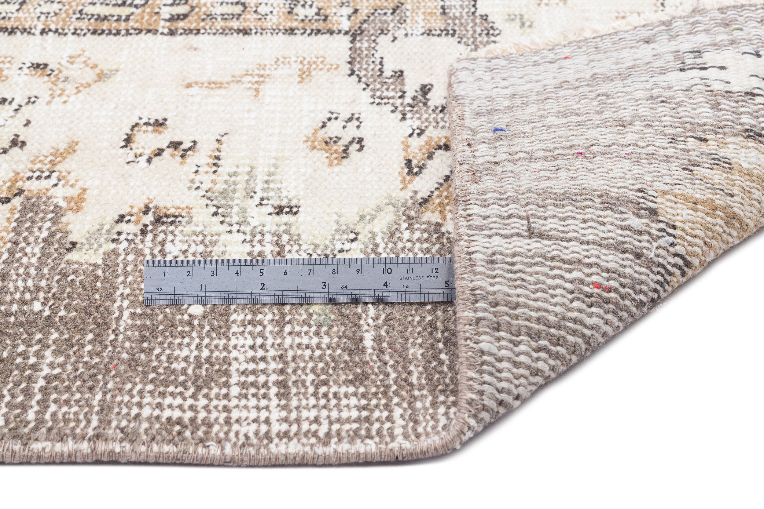Atina Beige Vintage Wool Handmade Area Rug 6'0" x 9'5"