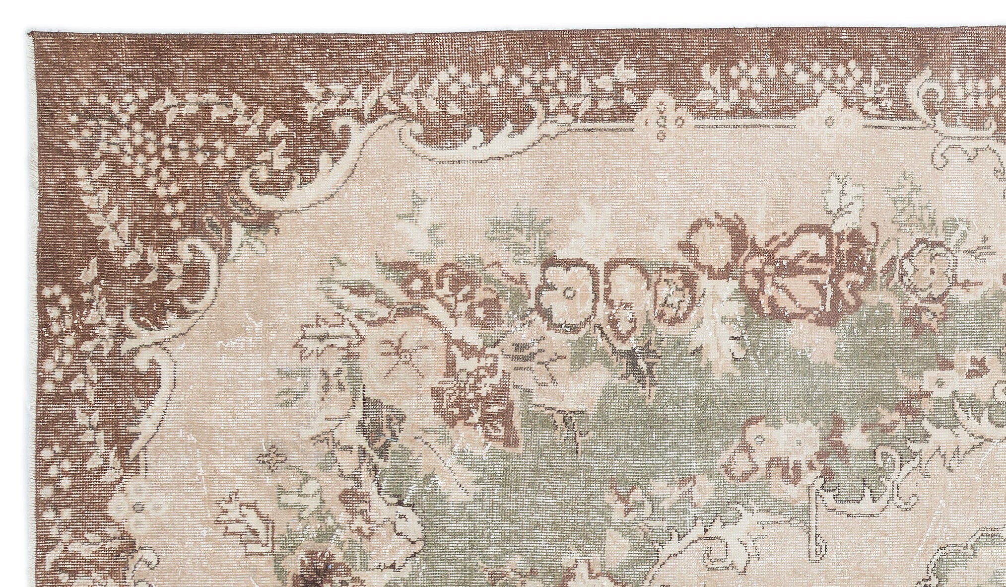 Atina Cream Vintage Wool Handmade Area Rug 5'6" x 9'7"