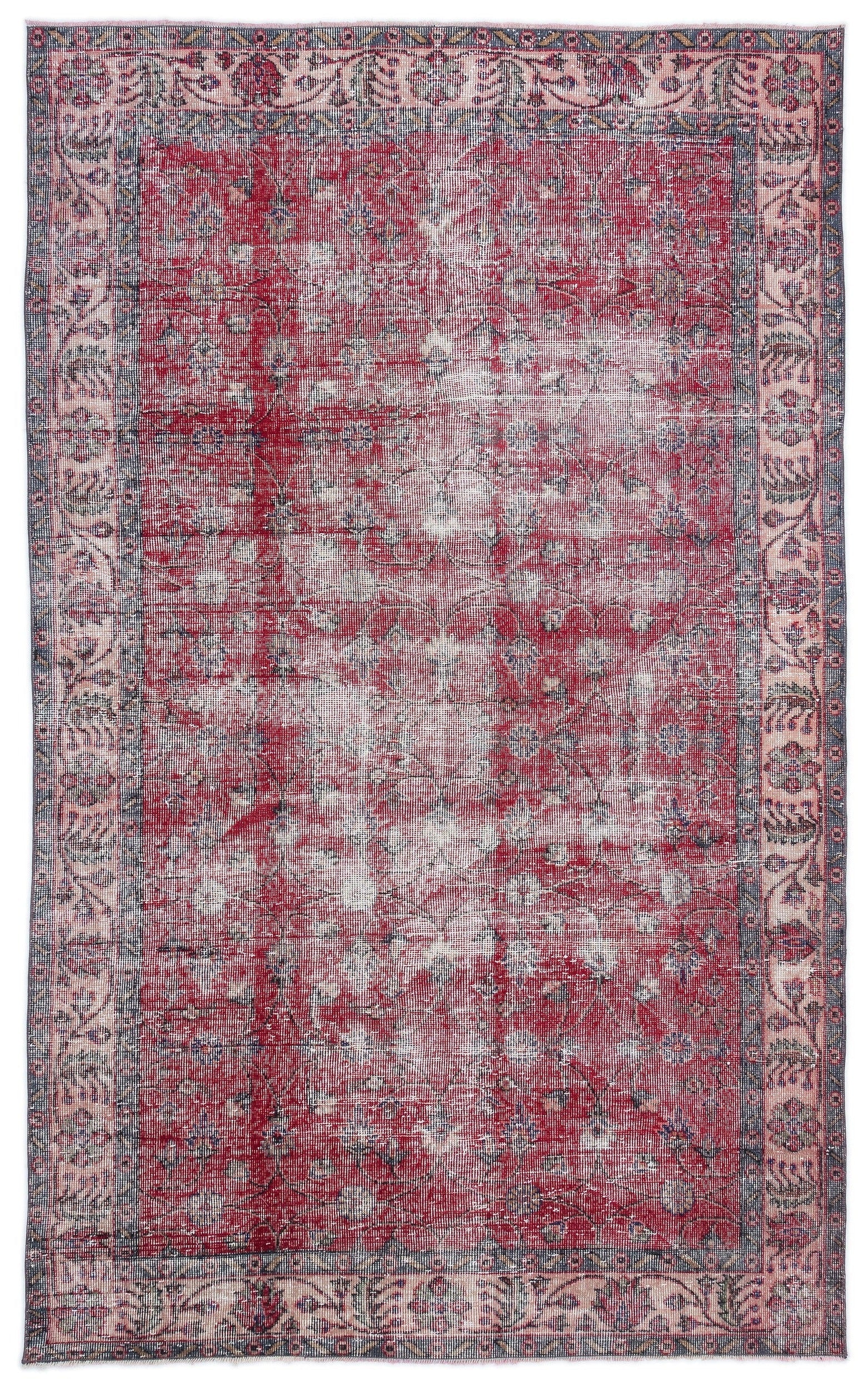 Atina Red Vintage Wool Handmade Area Rug 5'3" x 9'0"