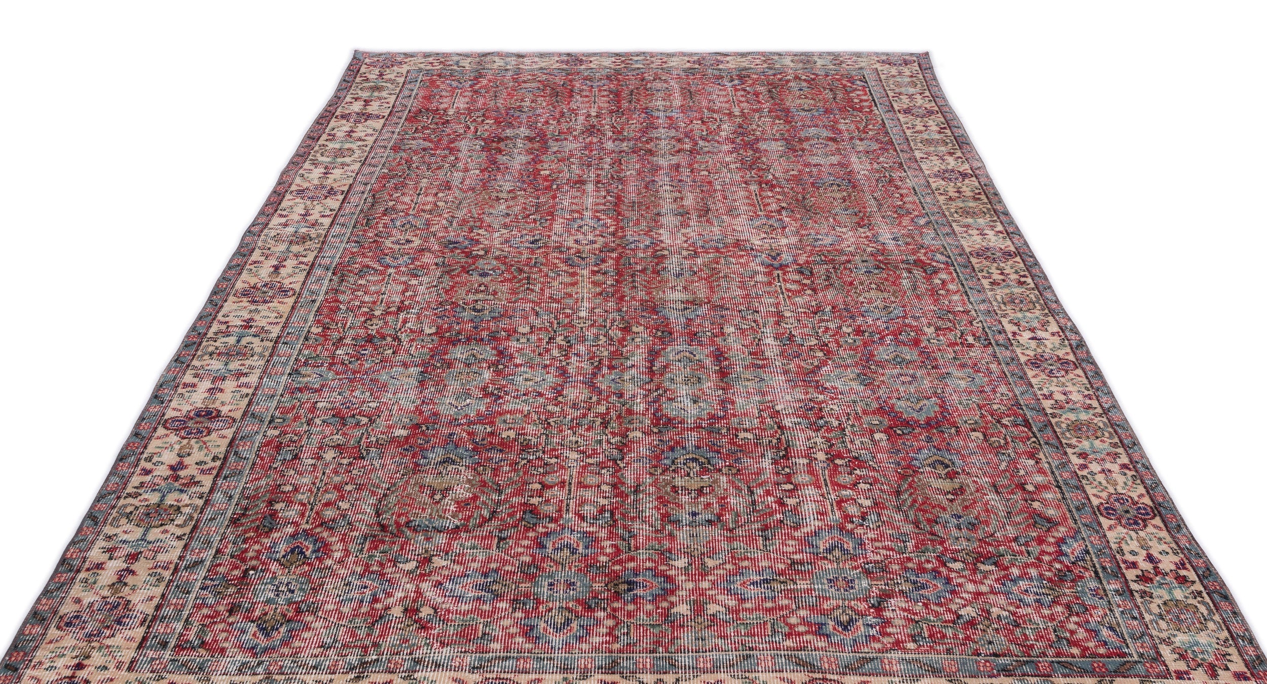 Atina Red Vintage Wool Handmade Area Rug 6'5" x 10'6"