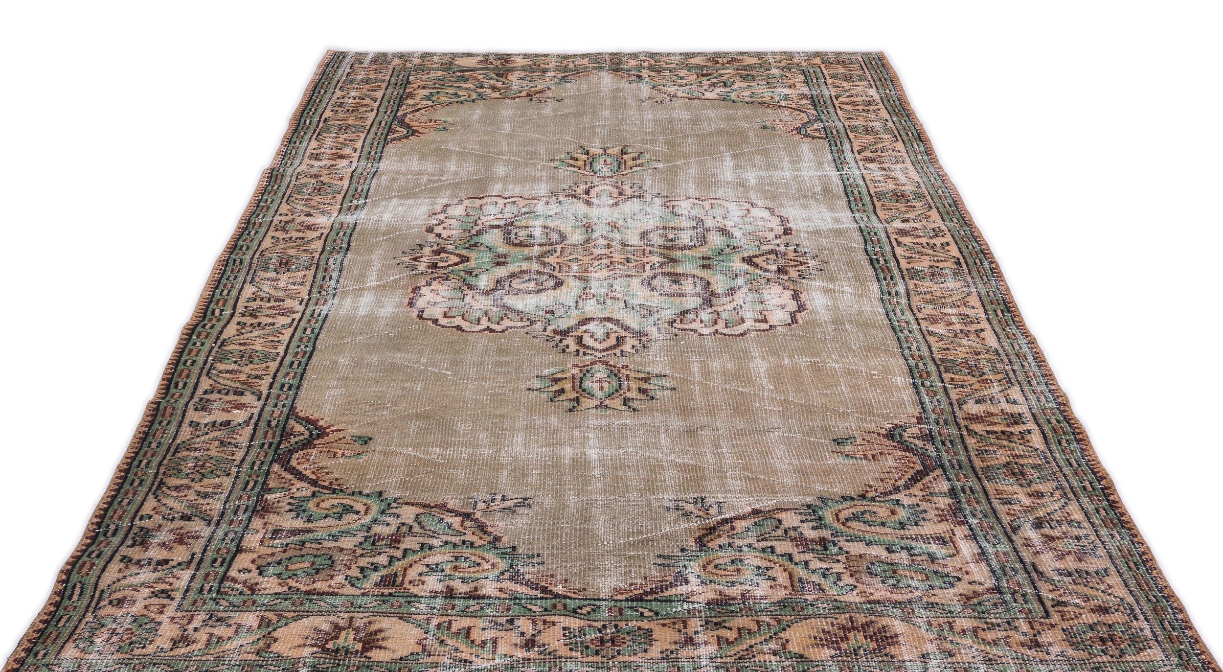Atina Brown Vintage Wool Handmade Area Rug 5'8" x 9'9"