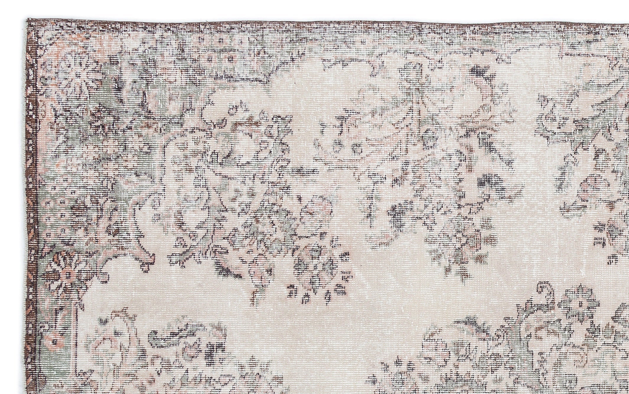 Atina Beige Vintage Wool Handmade Area Rug 6'2" x 9'11"