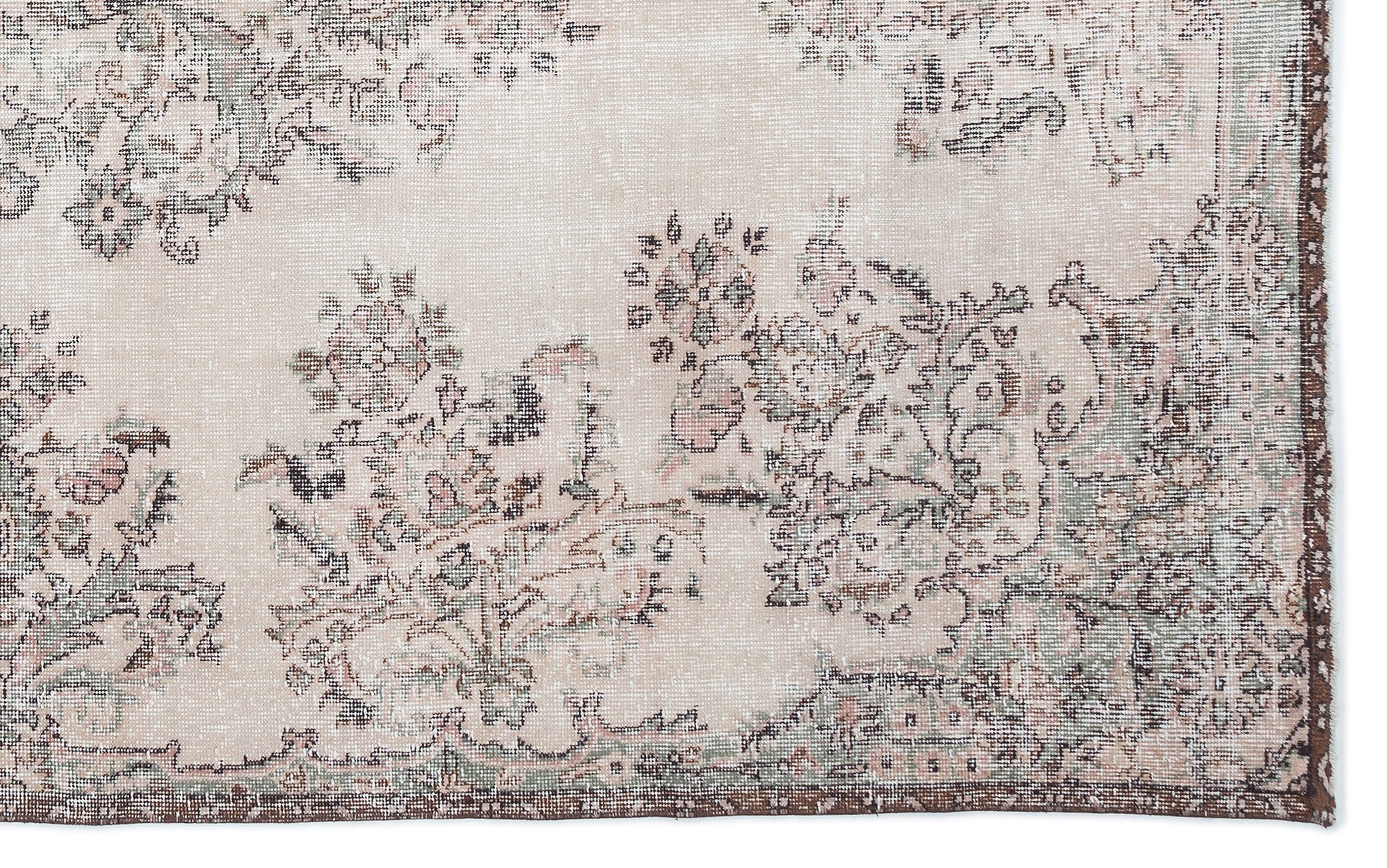 Atina Beige Vintage Wool Handmade Area Rug 6'2" x 9'11"