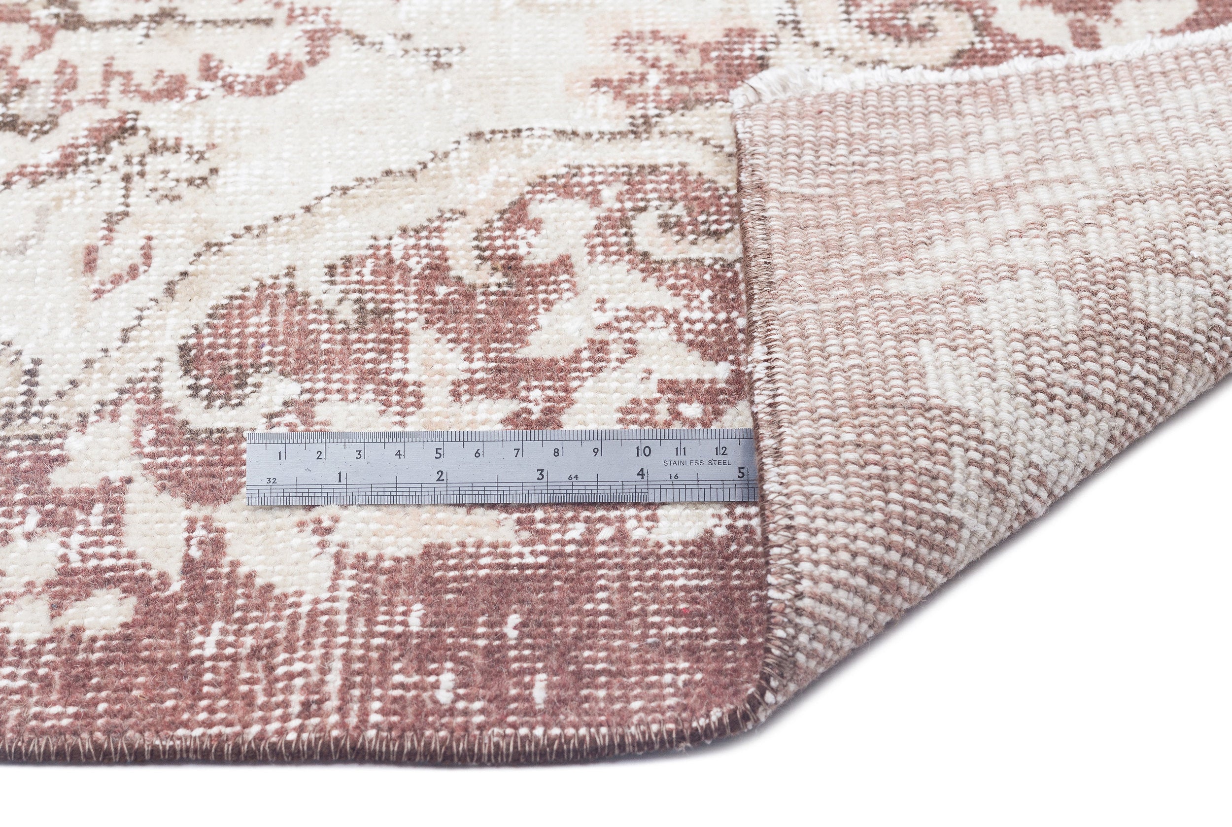 Atina Beige Vintage Wool Handmade Area Rug 5'9" x 10'0"