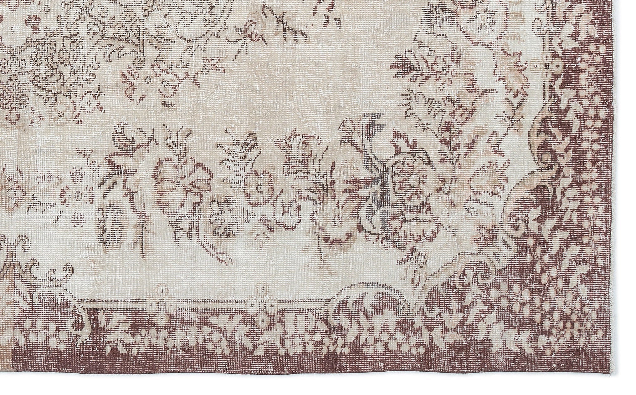 Atina Beige Vintage Wool Handmade Area Rug 5'9" x 10'0"