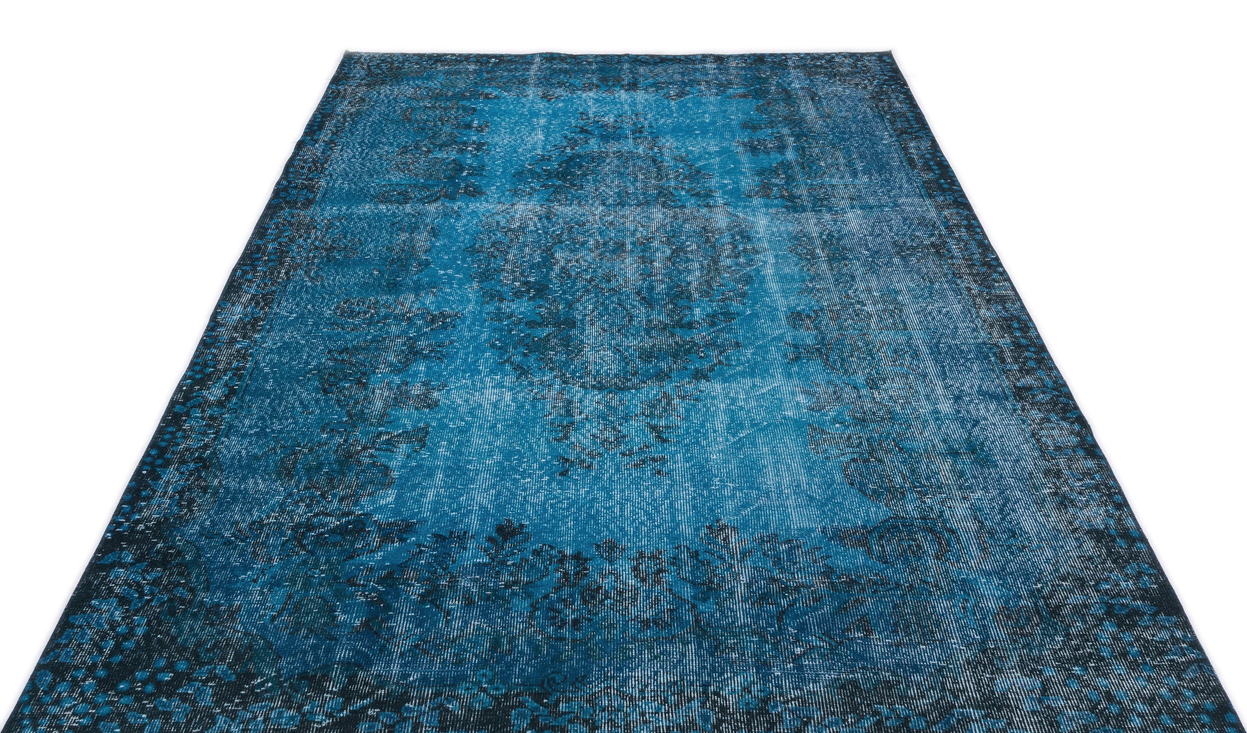 Atina Turquoise Vintage Wool Handmade Area Rug 5'7" x 9'6"