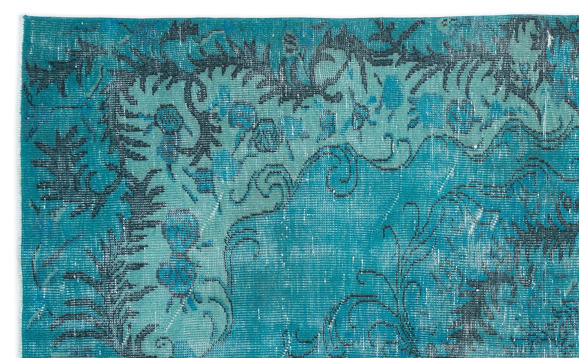 Atina 15875 Turquoise Vintage Wool Handmade Area Rug 5'11" x 9'7"