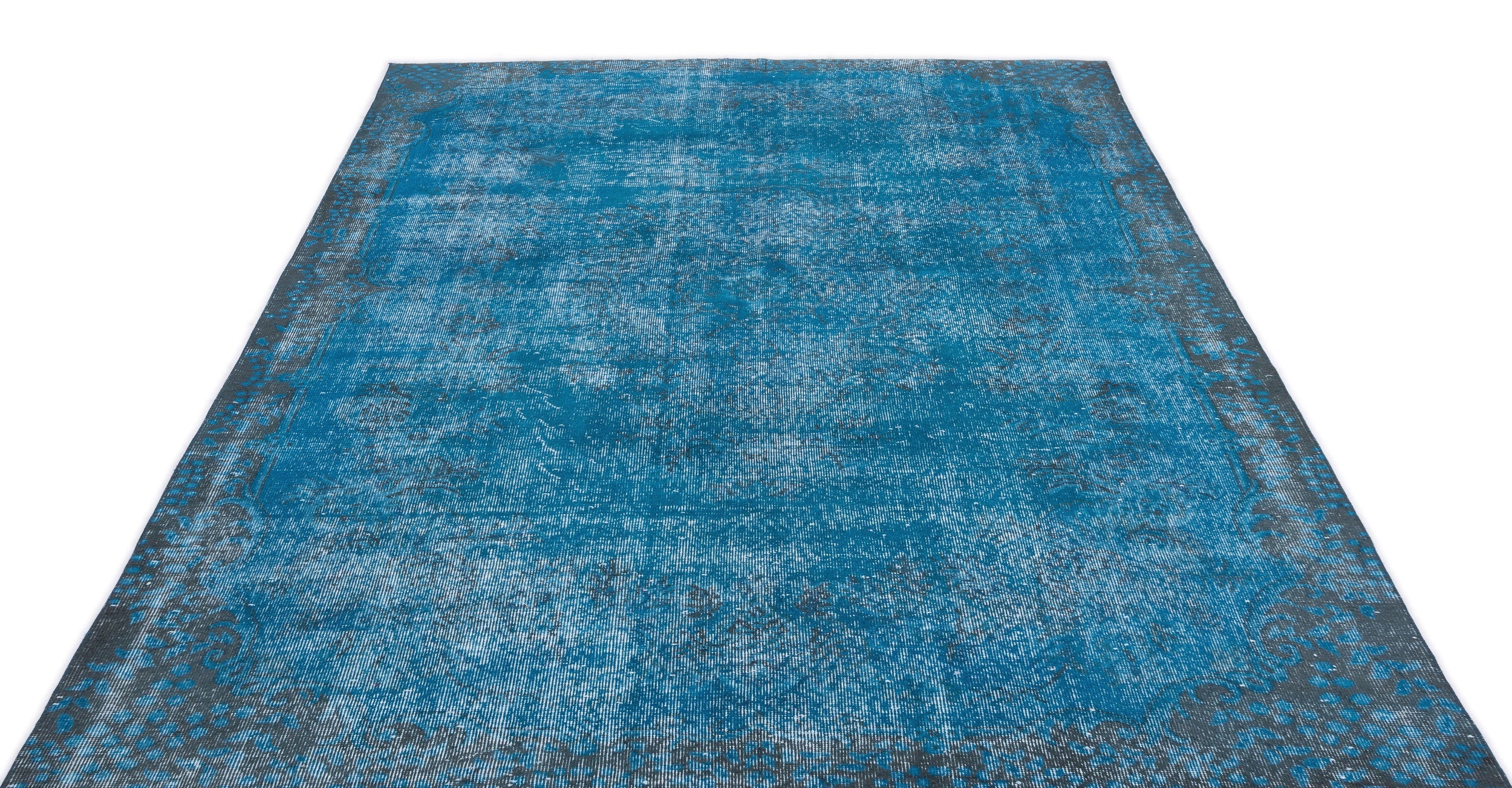 Atina Turquoise Vintage Wool Handmade Area Rug 6'2" x 9'7"
