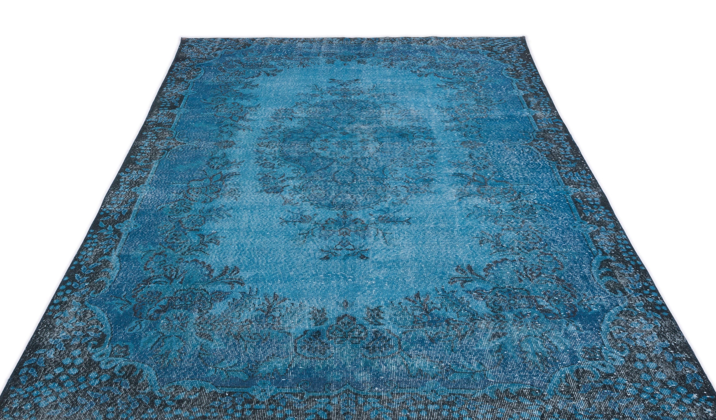 Atina Turquoise Vintage Wool Handmade Area Rug 6'4" x 10'6"