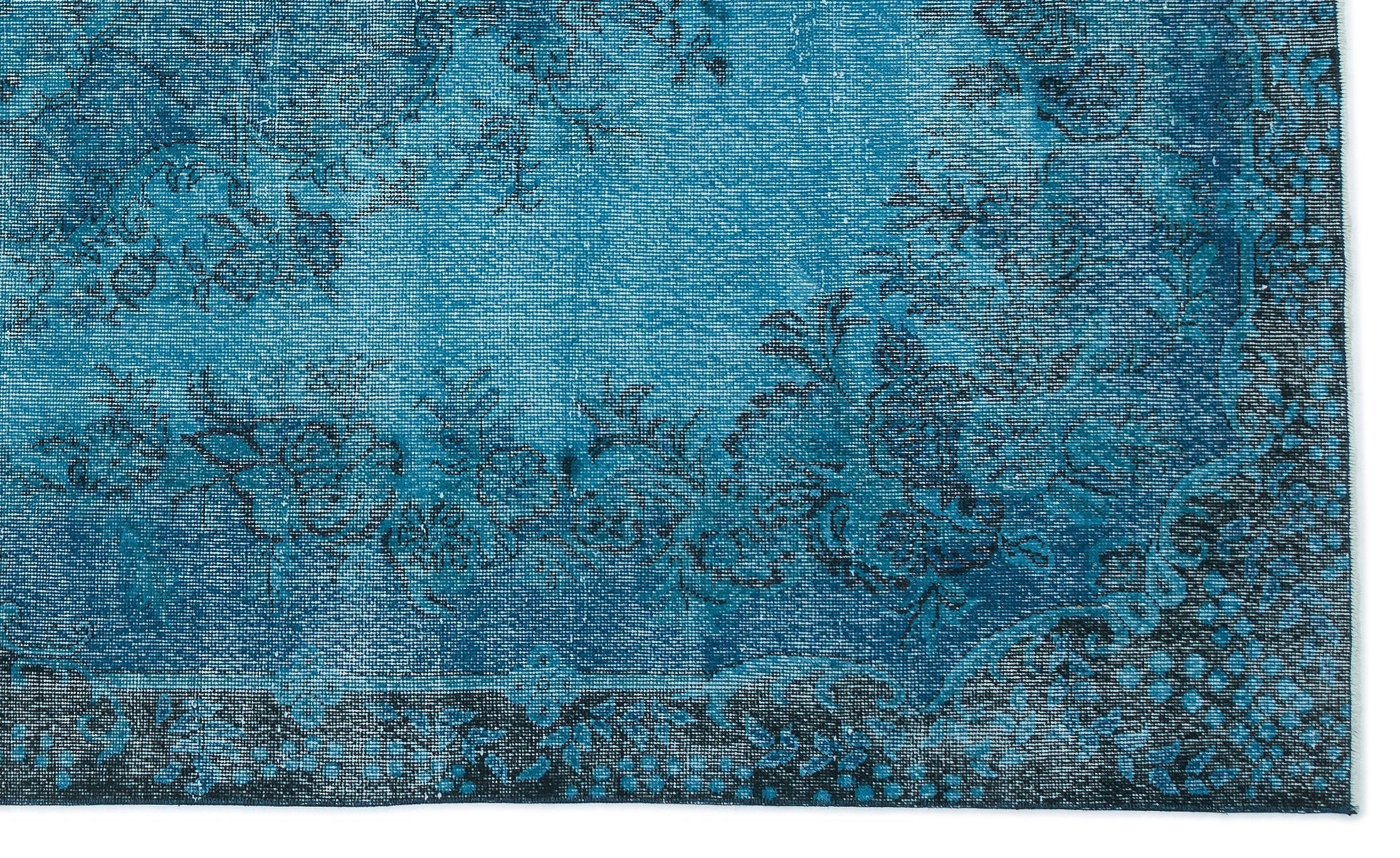 Atina Turquoise Vintage Wool Handmade Area Rug 6'4" x 10'6"