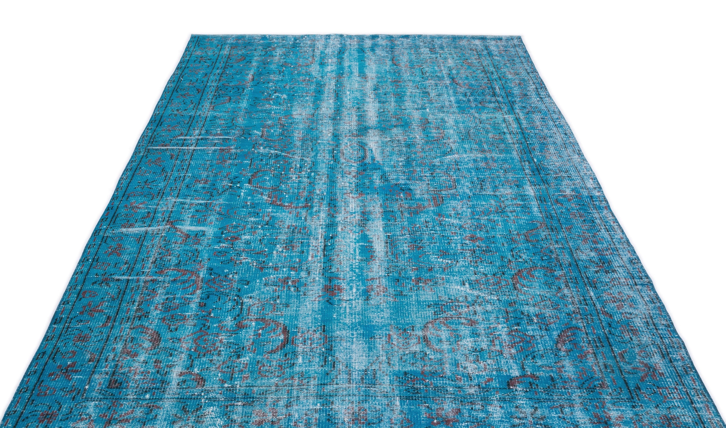 Atina Turquoise Vintage Wool Handmade Area Rug 5'10" x 9'5"