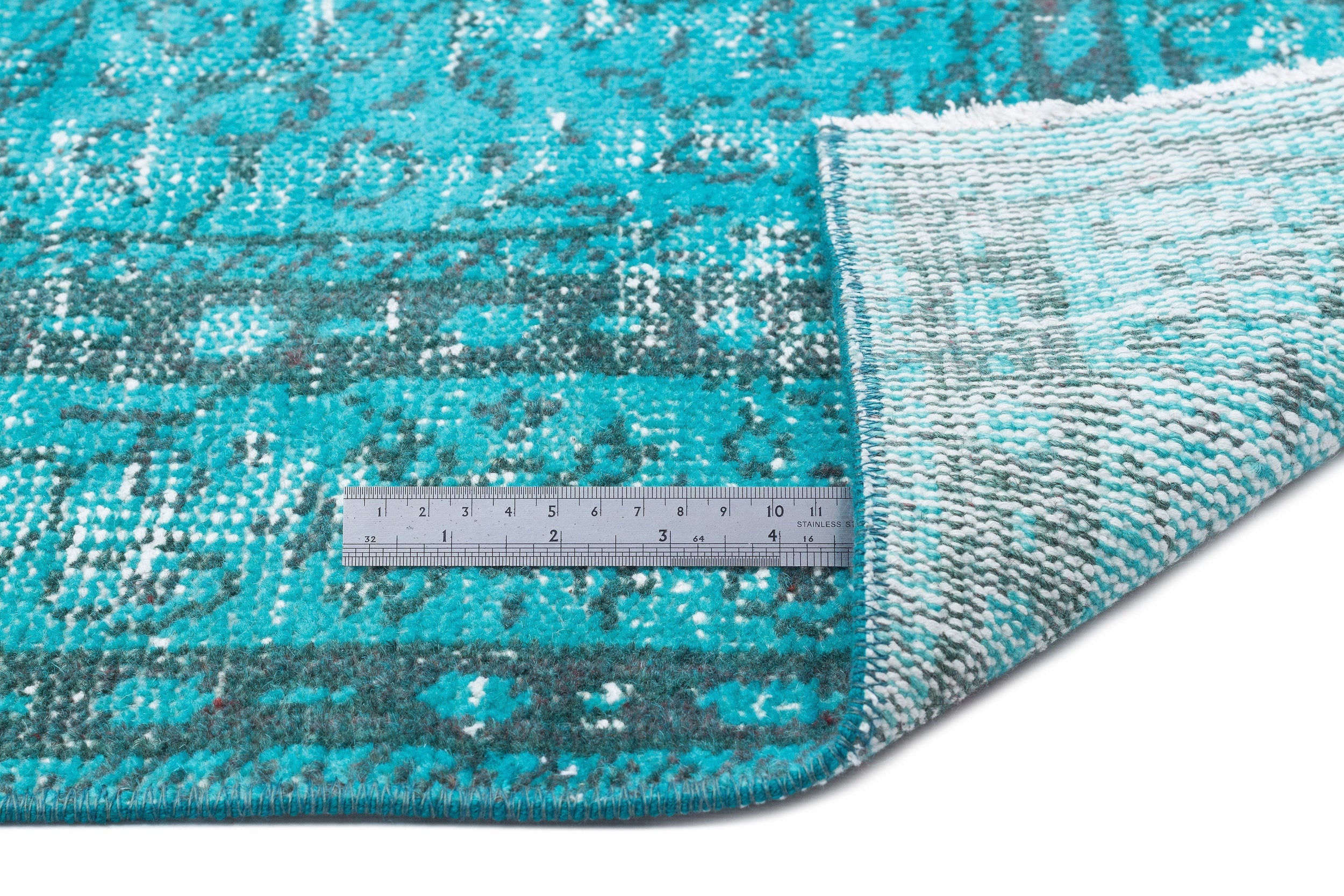 Atina Turquoise Vintage Wool Handmade Area Rug 6'6" x 10'10"