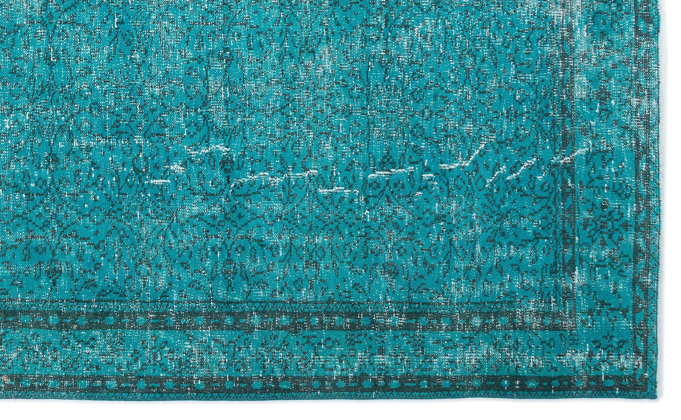 Atina Turquoise Vintage Wool Handmade Area Rug 6'6" x 10'10"