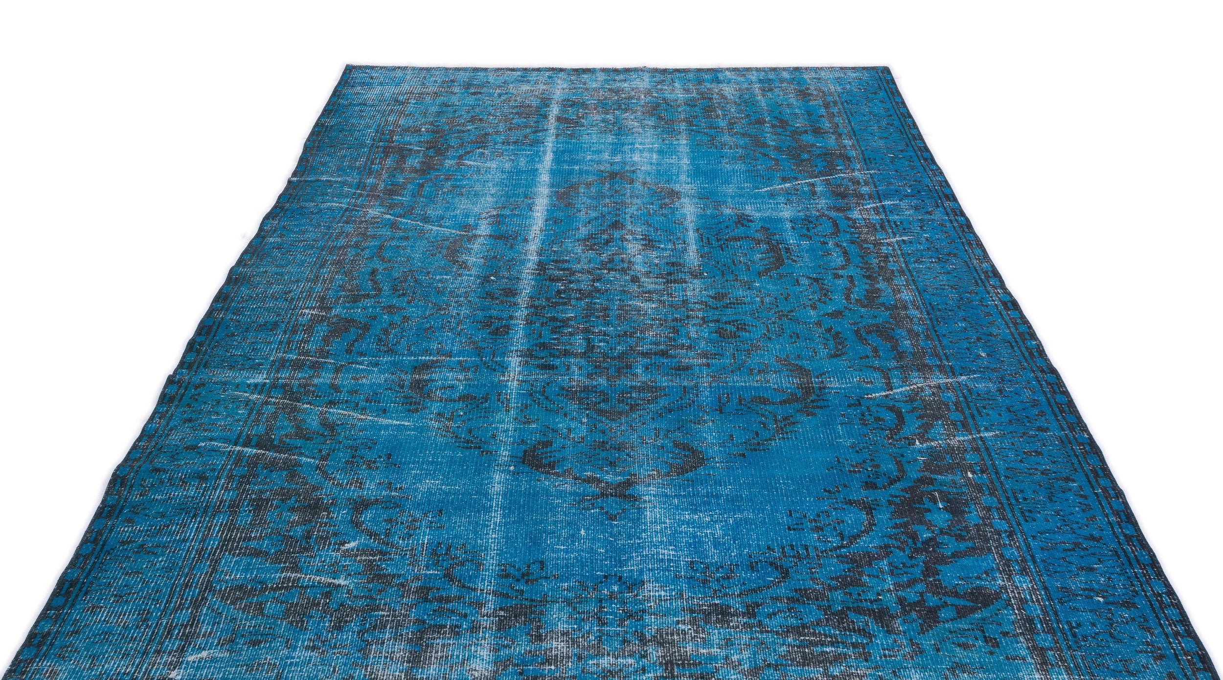 Atina 15892 Turquoise Vintage Wool Handmade Area Rug 5'11" x 9'8"