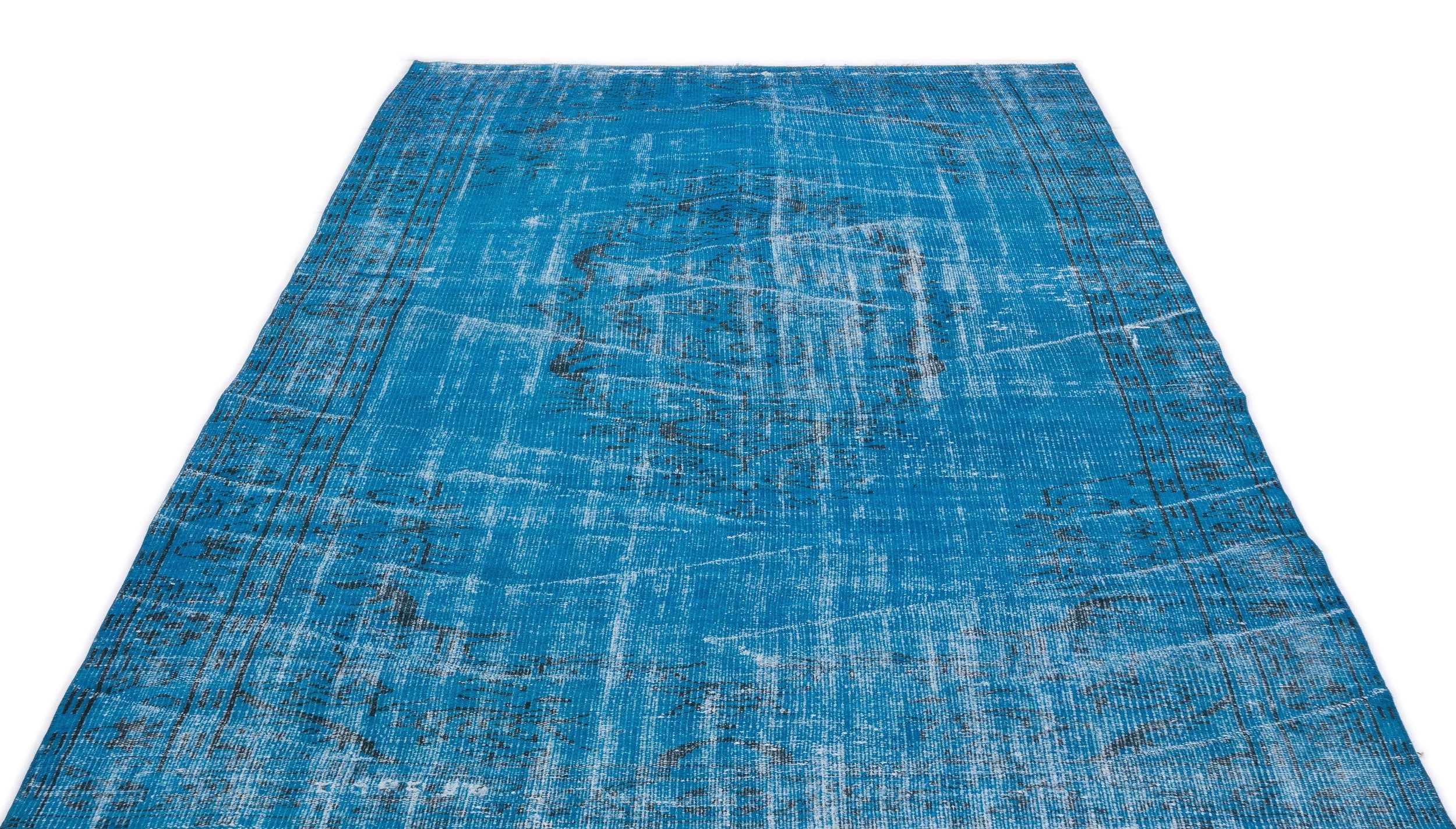 Atina Turquoise Vintage Wool Handmade Area Rug 5'5" x 9'5"