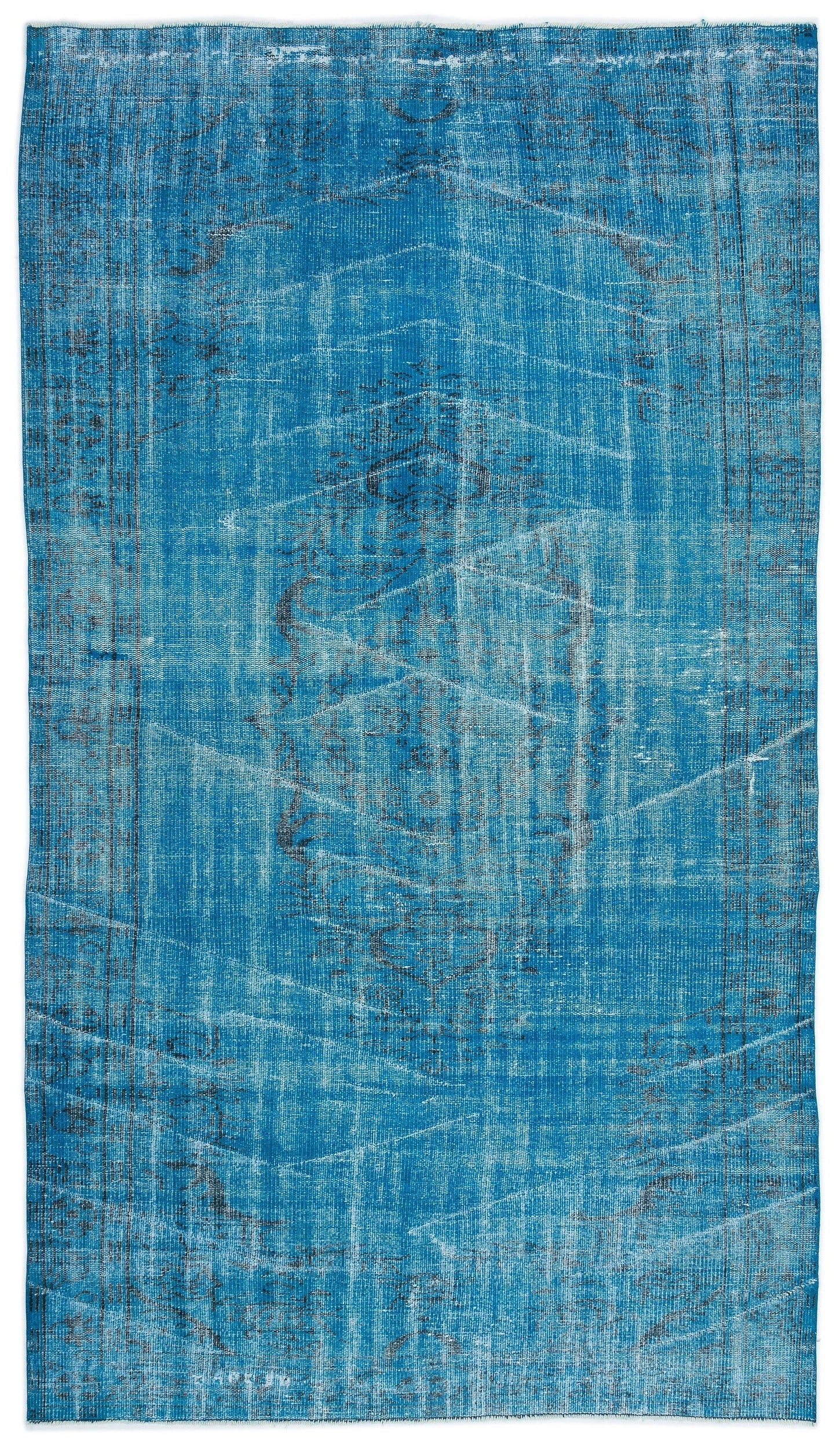 Atina Turquoise Vintage Wool Handmade Area Rug 5'5" x 9'5"