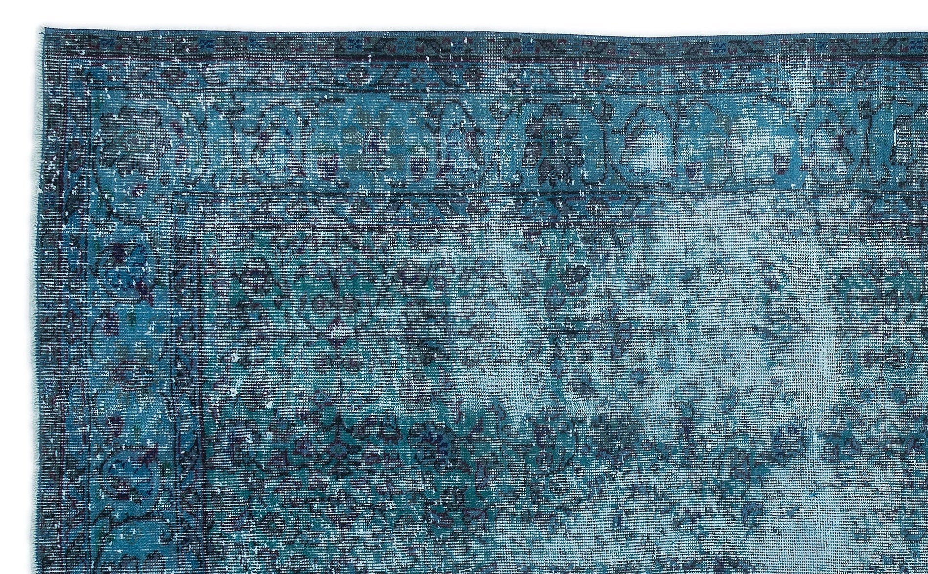 Atina Turquoise Vintage Wool Handmade Area Rug 5'7" x 8'11"