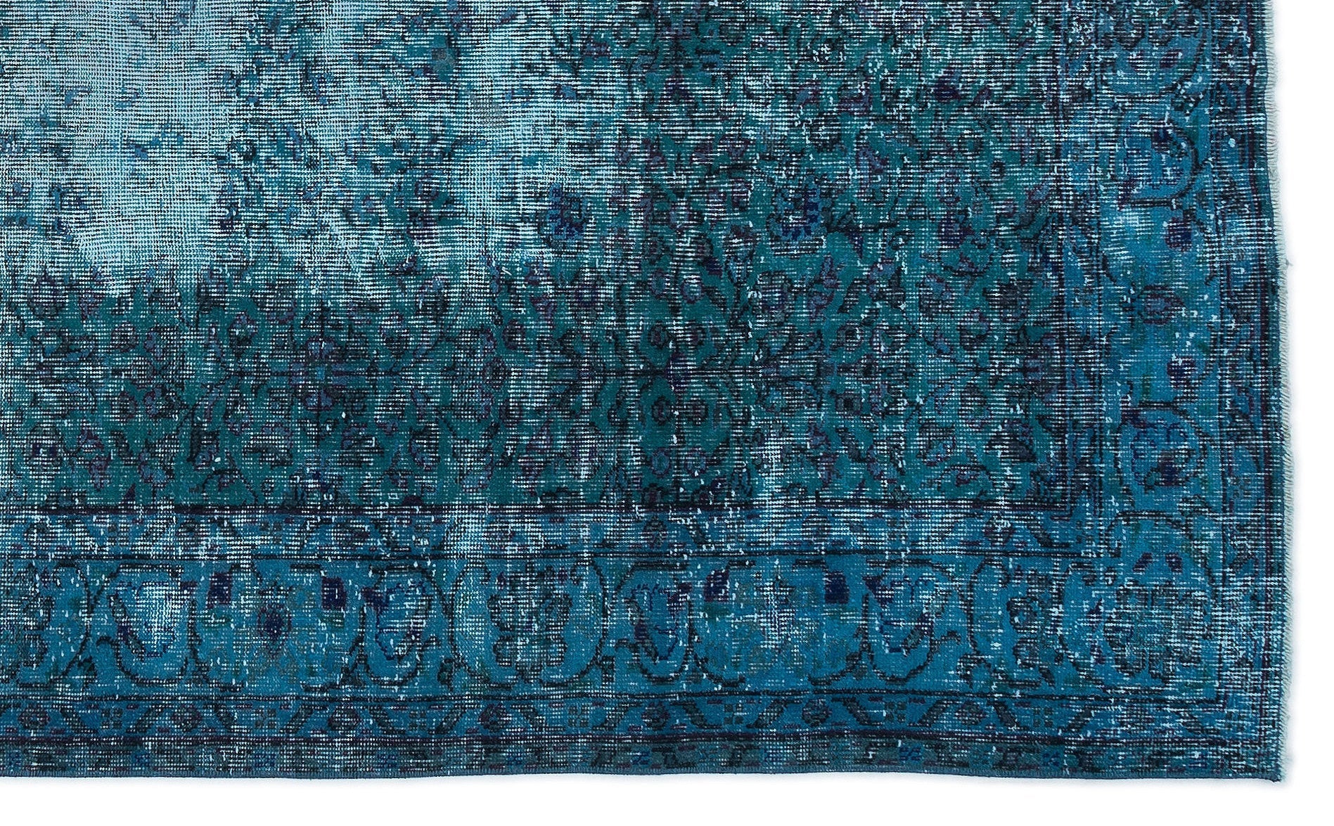 Atina Turquoise Vintage Wool Handmade Area Rug 5'7" x 8'11"