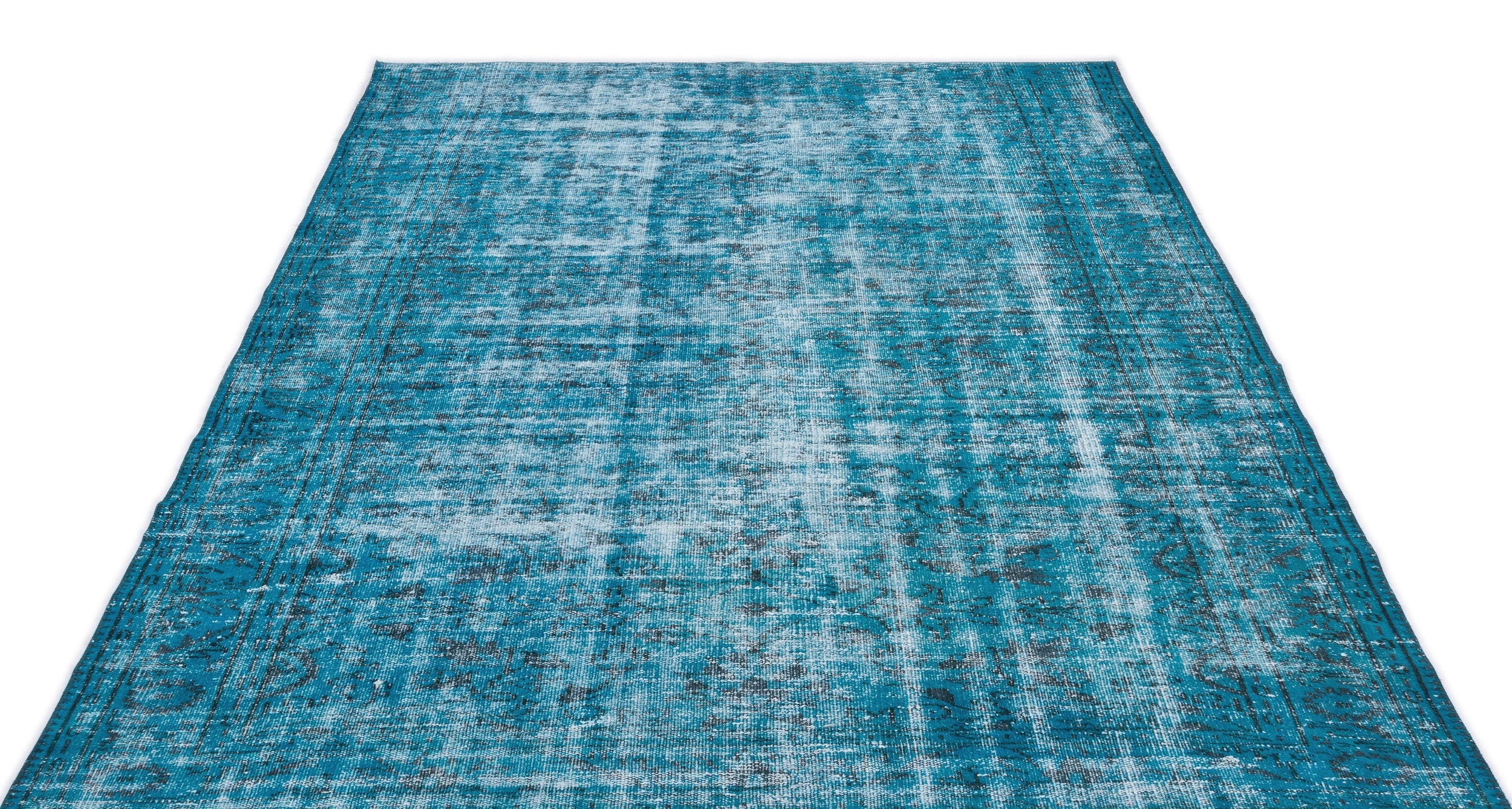 Atina Turquoise Vintage Wool Handmade Area Rug 5'10" x 9'7"