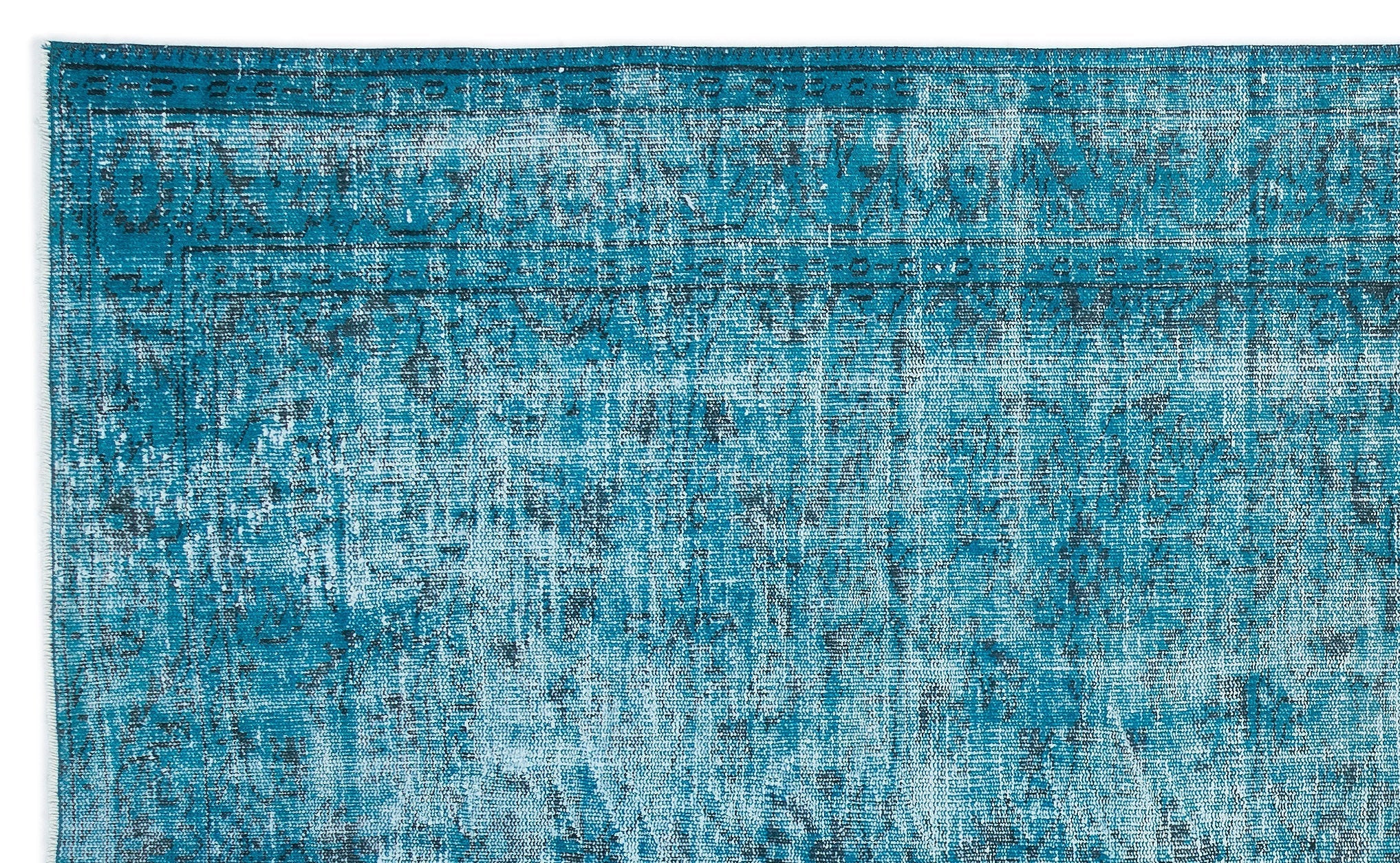 Atina Turquoise Vintage Wool Handmade Area Rug 5'10" x 9'7"