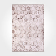 Geometric Area Rug – Machine Made Brown Cream 10 mm Pile Non Slip Rug
