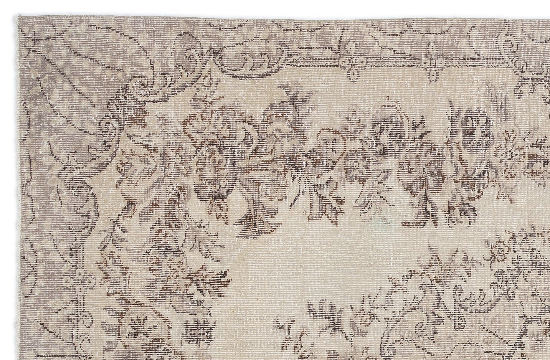 Atina Beige Vintage Wool Handmade Area Rug 5'8" x 8'10"