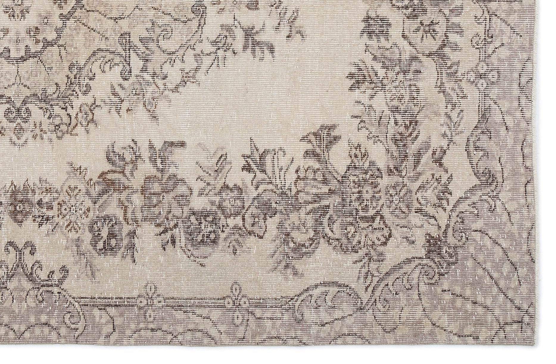 Atina Beige Vintage Wool Handmade Area Rug 5'8" x 8'10"