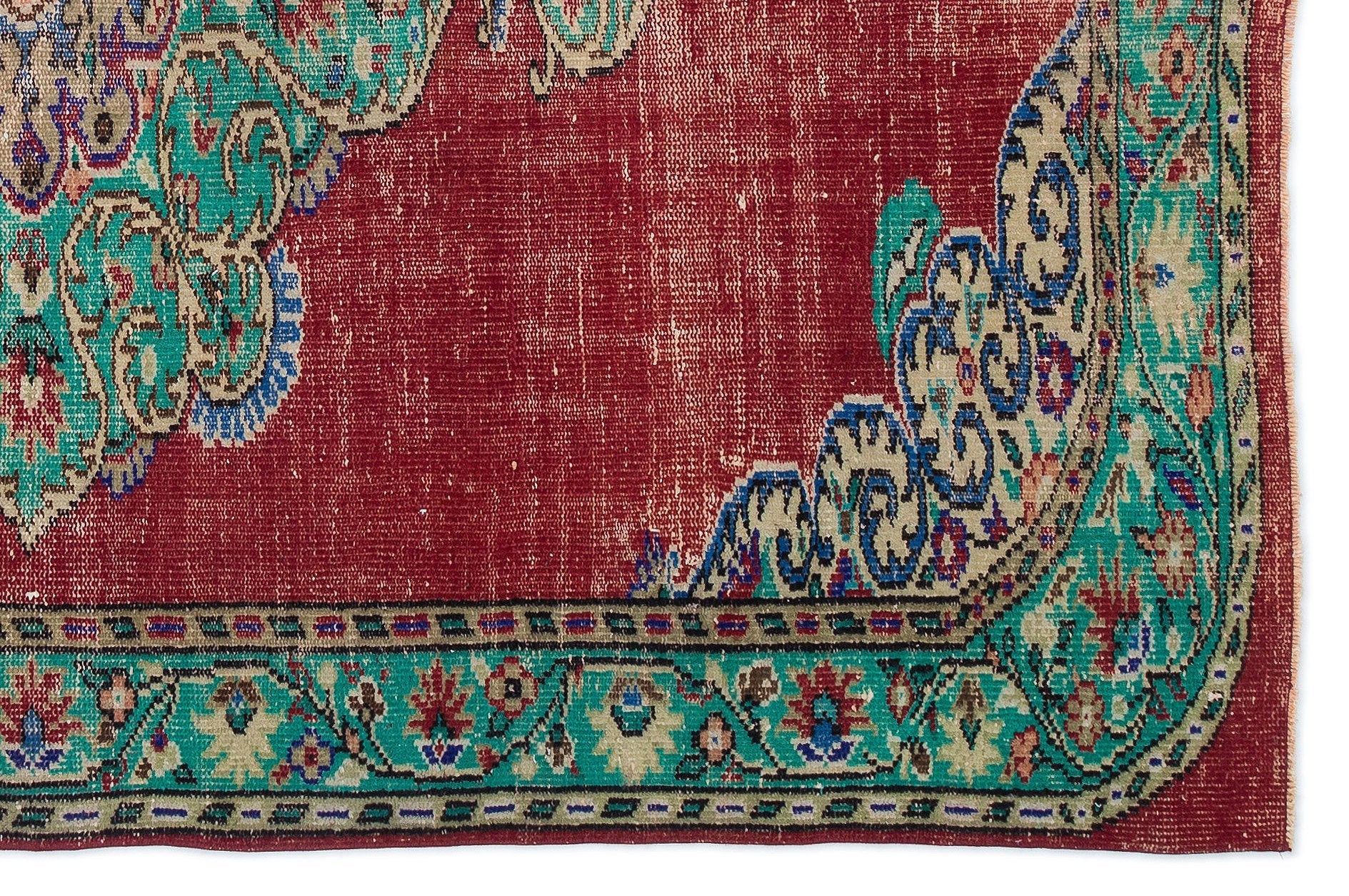 Atina Red Vintage Wool Handmade Area Rug 5'10" x 8'11"