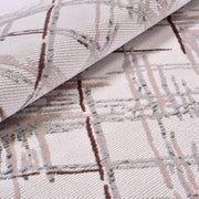 Cream Striped Area Rug - Machine Made Rug With 10 mm Pile, Acrylic Yarn Carpet